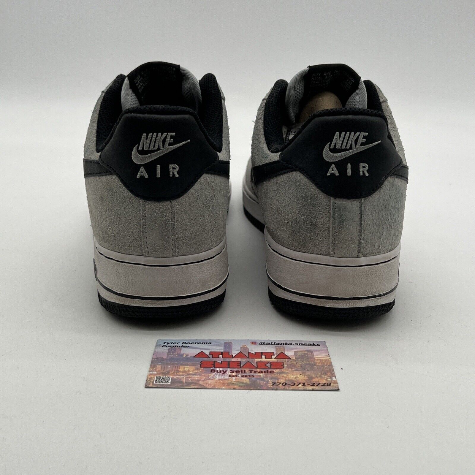 Size 8 - Nike Air Force 1 Low Grey Suede Black Leather White (488298-052)