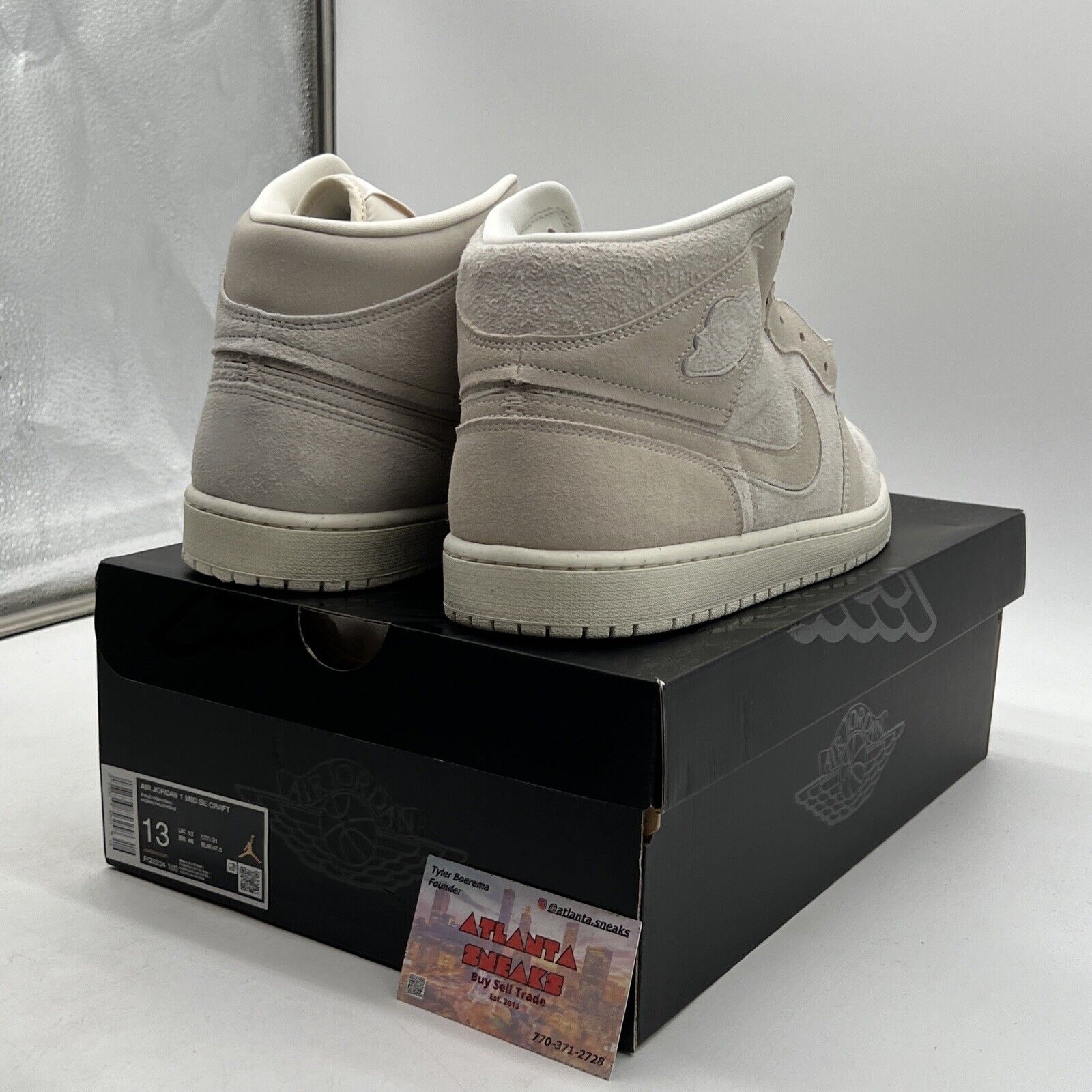 Size 13 - Air Jordan 1 SE Craft Mid Pale Ivory Suede (FQ3224-100).