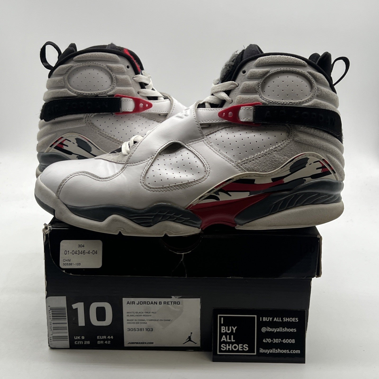 Size 10 - Air Jordan 8 Retro White 2013 (305381-103)