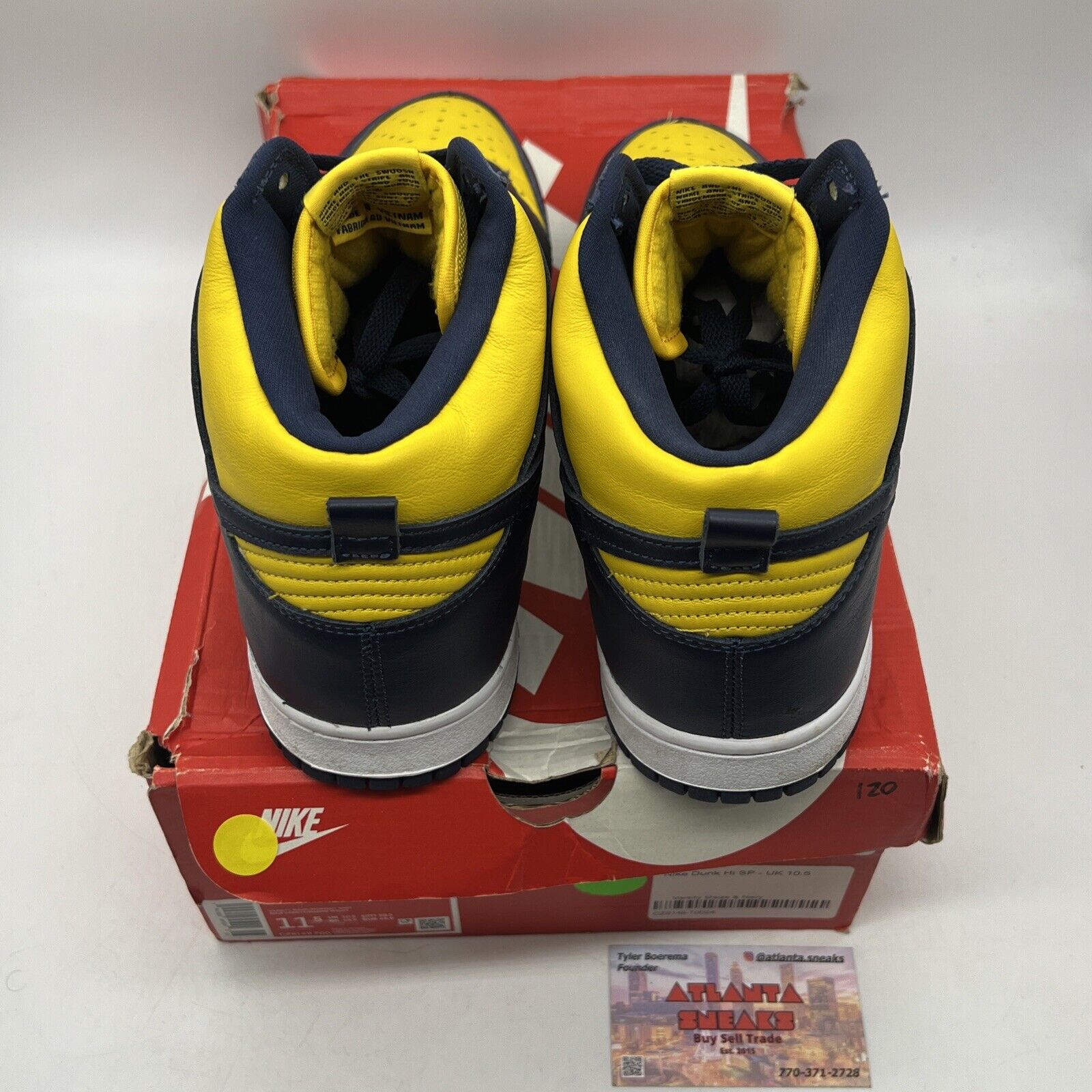 Size 11.5 - Nike Dunk SP 2020 High Michigan Yellow White Navy Leather CZ8149-700