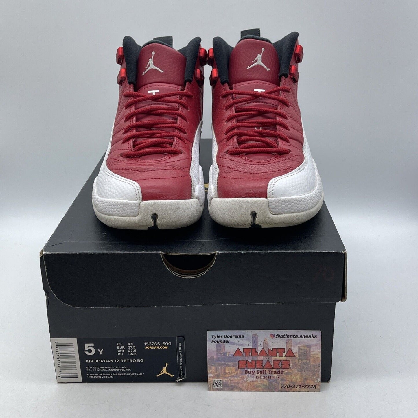 Size 5Y (GS) - Jordan 12 Retro Mid Gym Red White Leather  (153265-600)