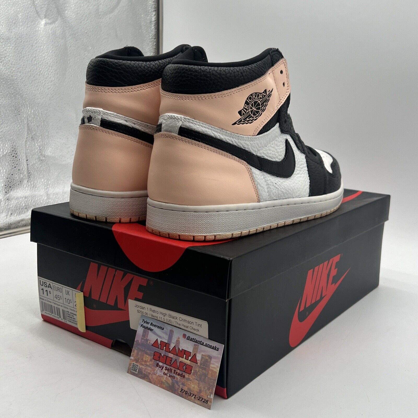 Size 11.5 - Air Jordan 1 Retro OG High Crimson Tint (Custom) Black (555088-081)