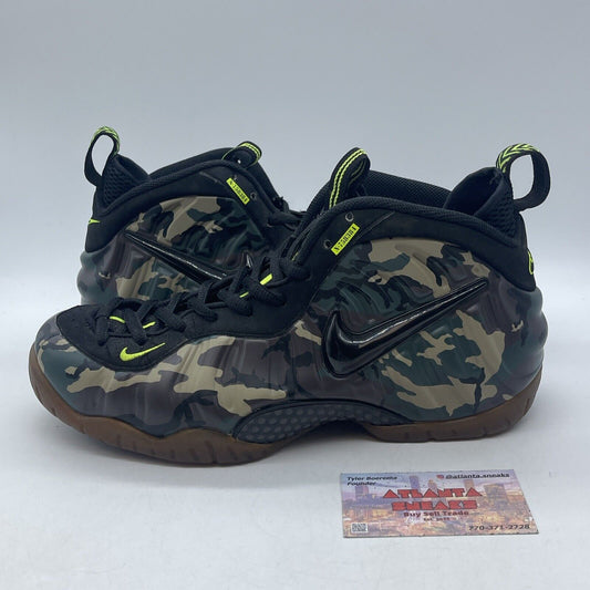 Size 9.5 - Nike Air Foamposite Pro Prm Le Green Camo Leather Suede (587547-300)