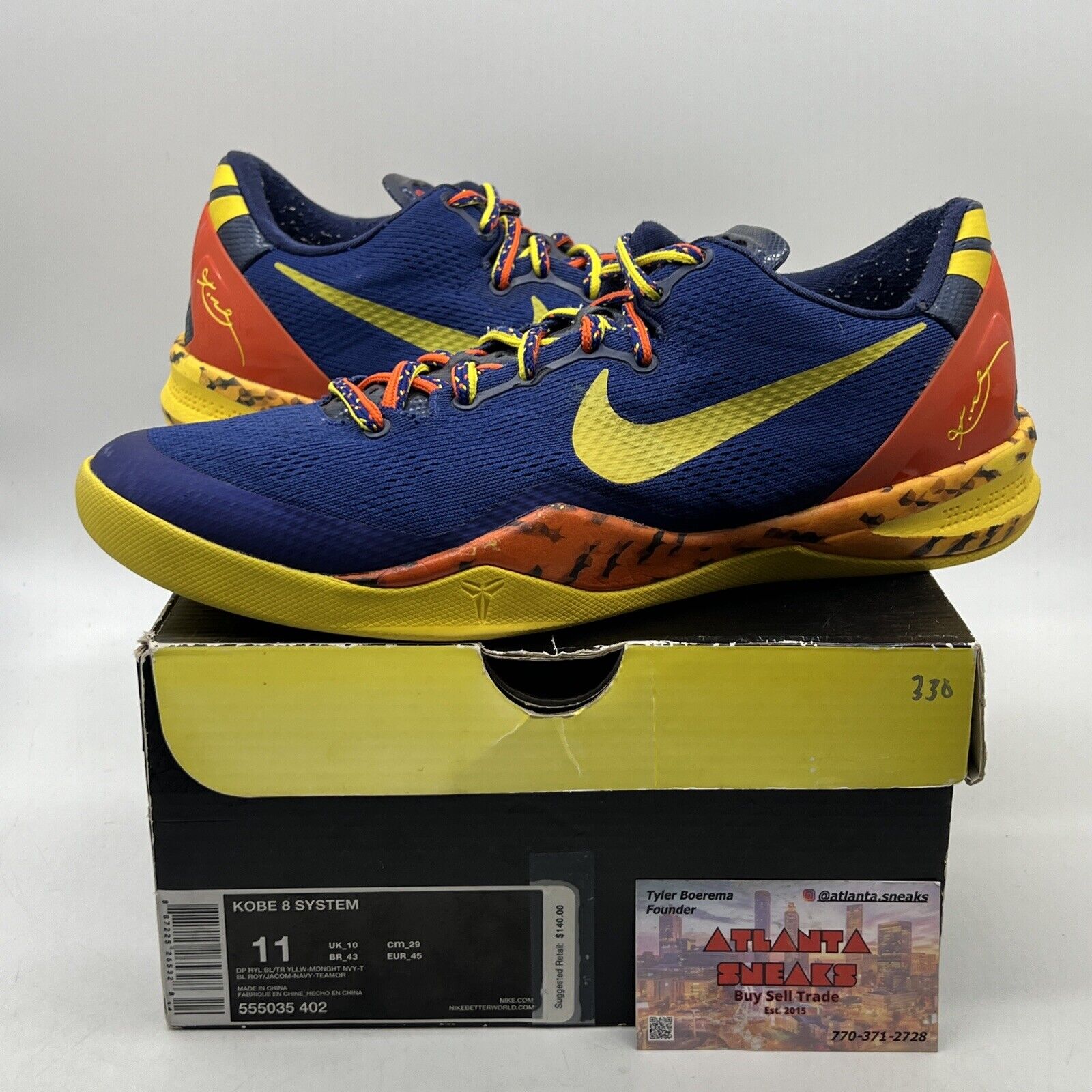 Size 11 - Nike Kobe 8 Barcelona Blue Yellow Red Orange (555035-402)