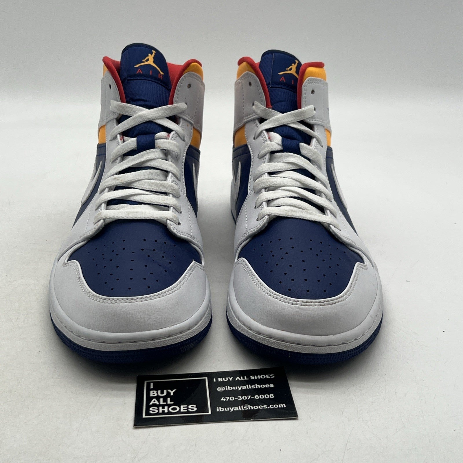 Size 11.5 - Air Jordan 1 Mid White Deep Royal Blue (554724-131)