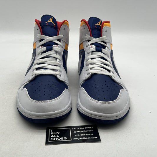 Size 11.5 - Air Jordan 1 Mid White Deep Royal Blue (554724-131)