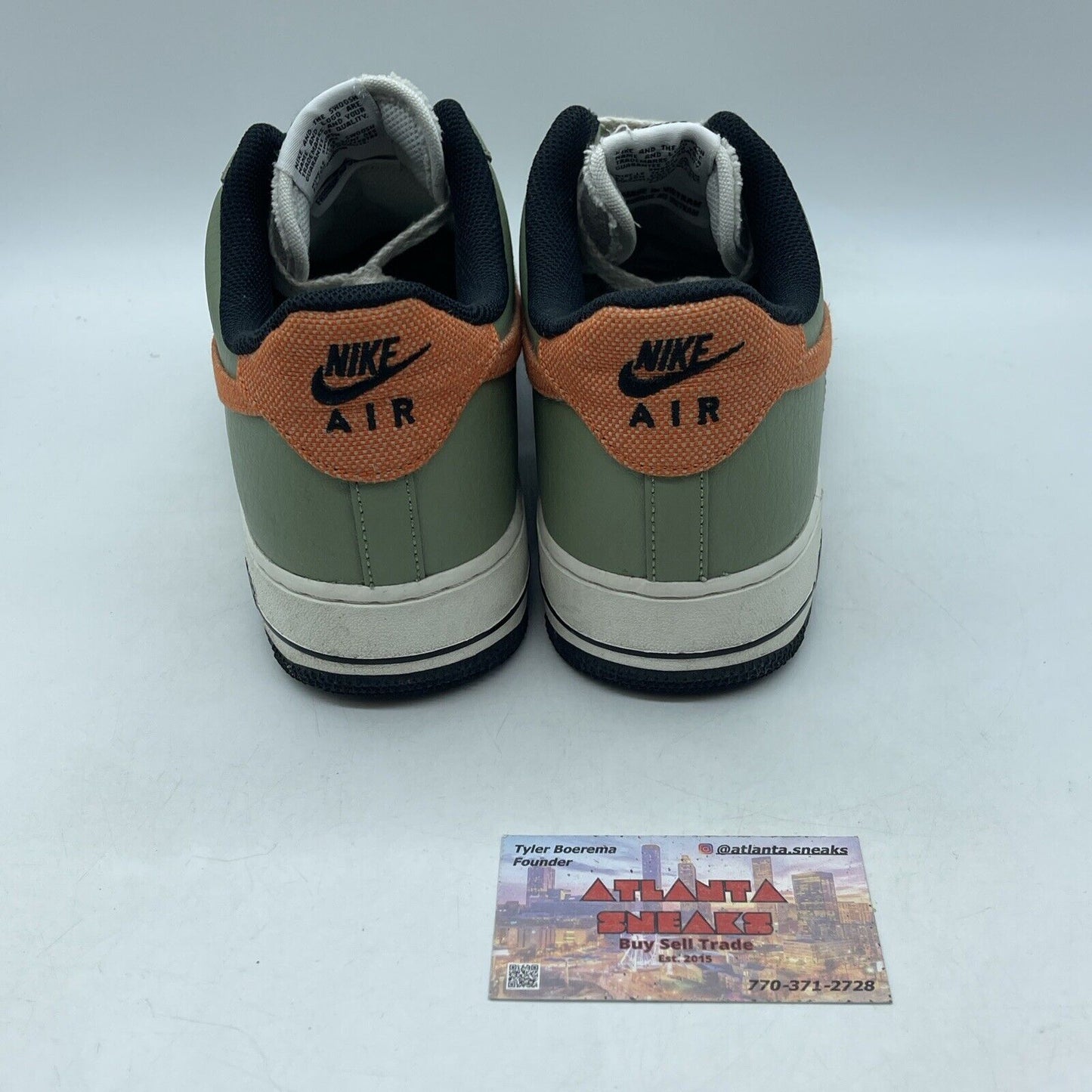 Size 11.5 - Nike Air Force 1 '07 Oil Green Orange White Leather (FD0758-386)