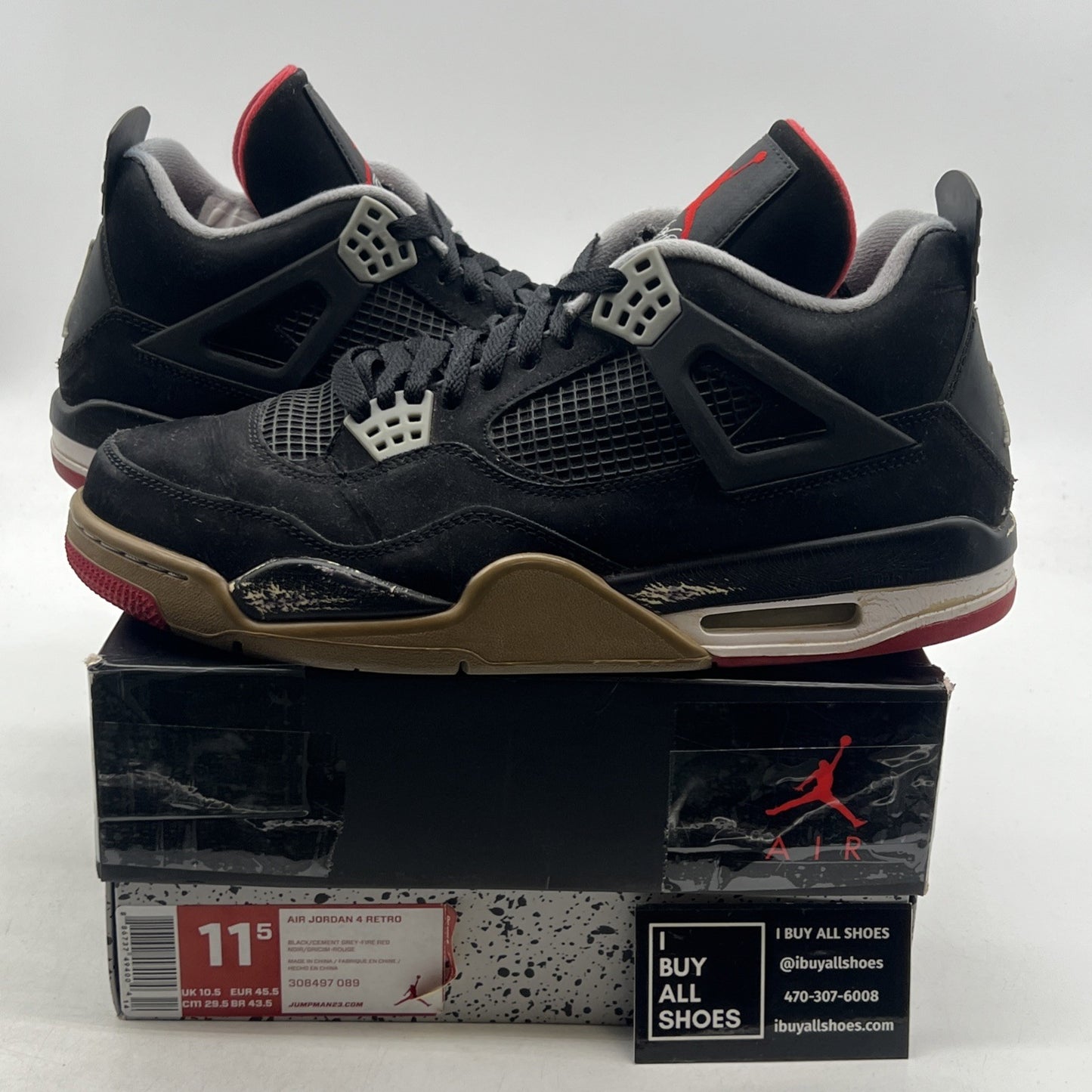 Size 11.5 - Air Jordan 4 Retro bred release 2012 (308497-089)