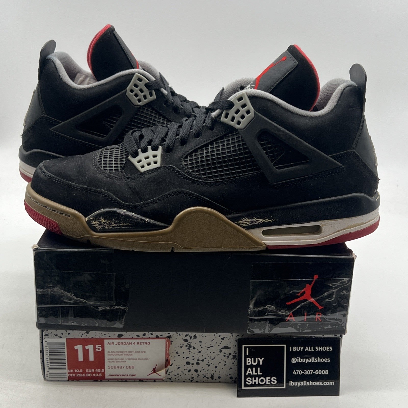 Size 11.5 - Air Jordan 4 Retro bred release 2012 (308497-089)