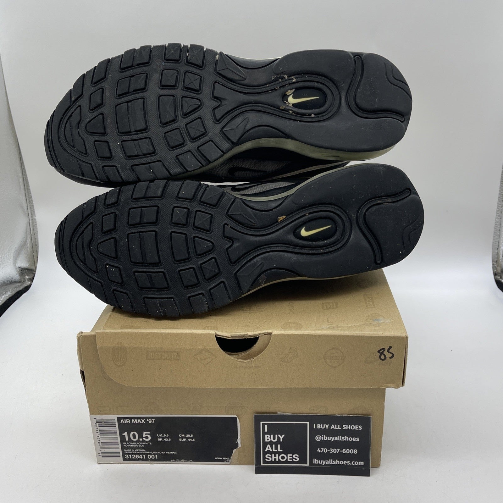 Size 10.5 - Nike Air Force 1 Premium Black White Leather (313641-001)