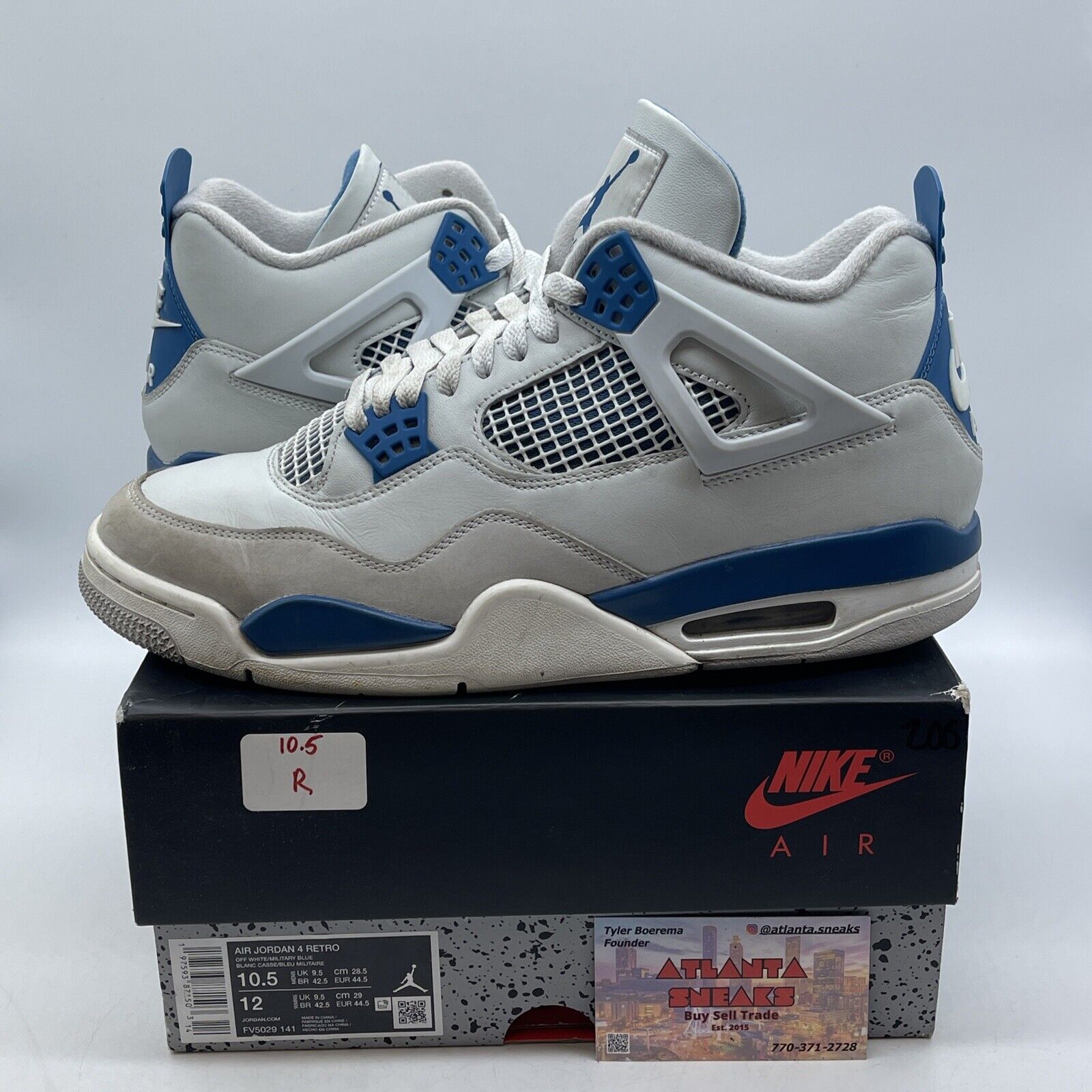 Size 10.5 - Air Jordan 4 Retro 2024 Military Blue Grey White Suede (FV5029-141)