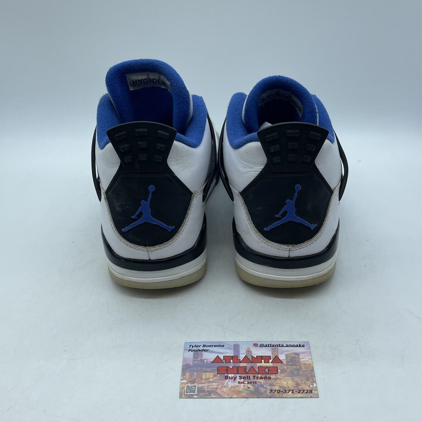Size 10.5 - Jordan 4 Retro Mid Motorsports Blue Black White Leather (308497-117)