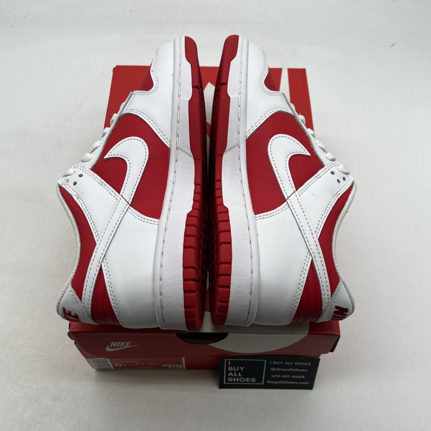 Size 6Y - Nike Dunk Low Shoes Youth White University Red GS (CW1590-600)