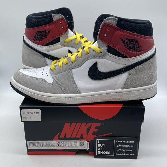 Size 12 - Jordan 1 Retro High OG Smoke Gray Red Suede Leather (555088-126)