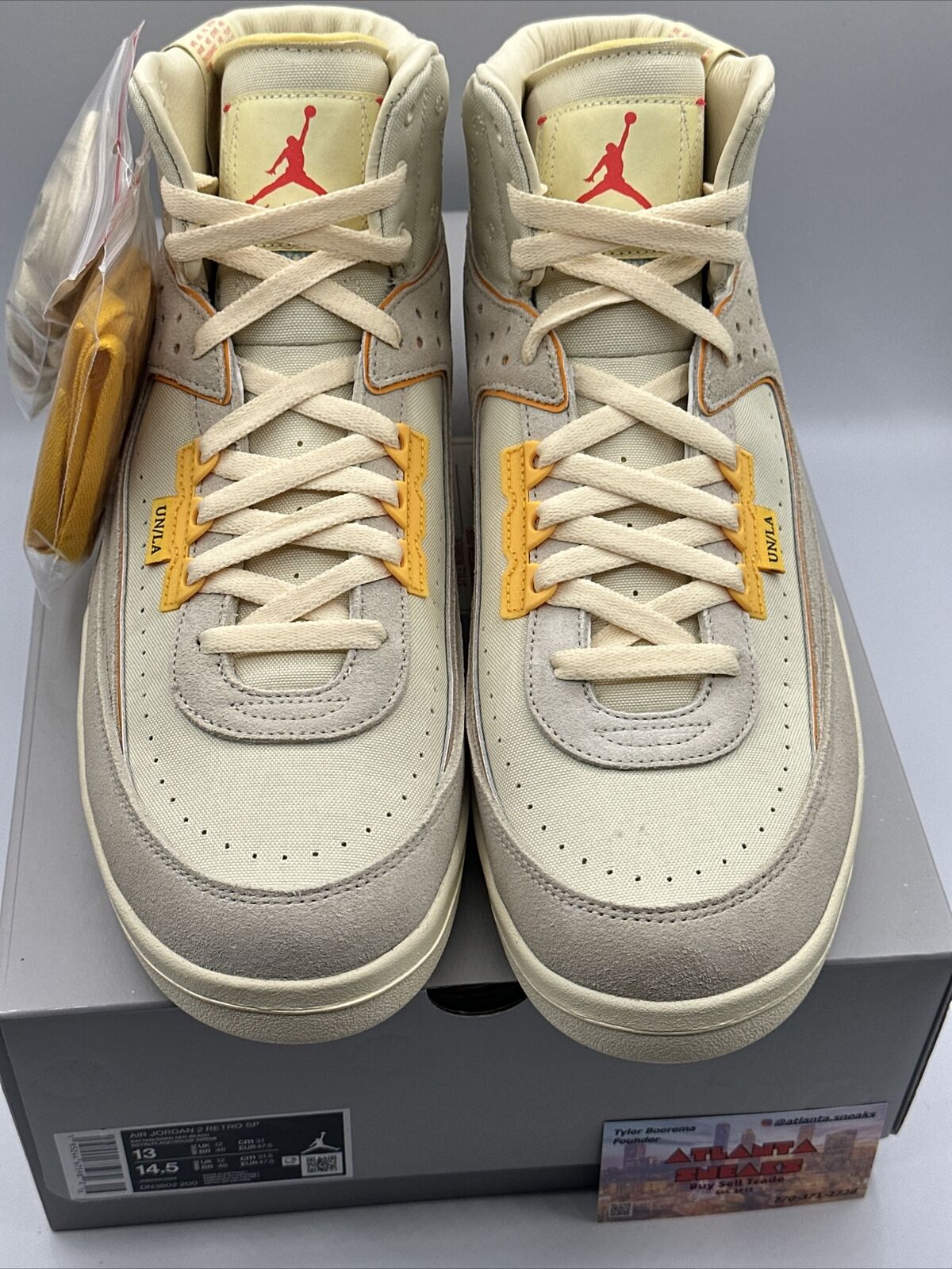 Size 13 - Jordan 2 Union LA Rattan Light Pete wood Cream Orange Yellow My Lin Le