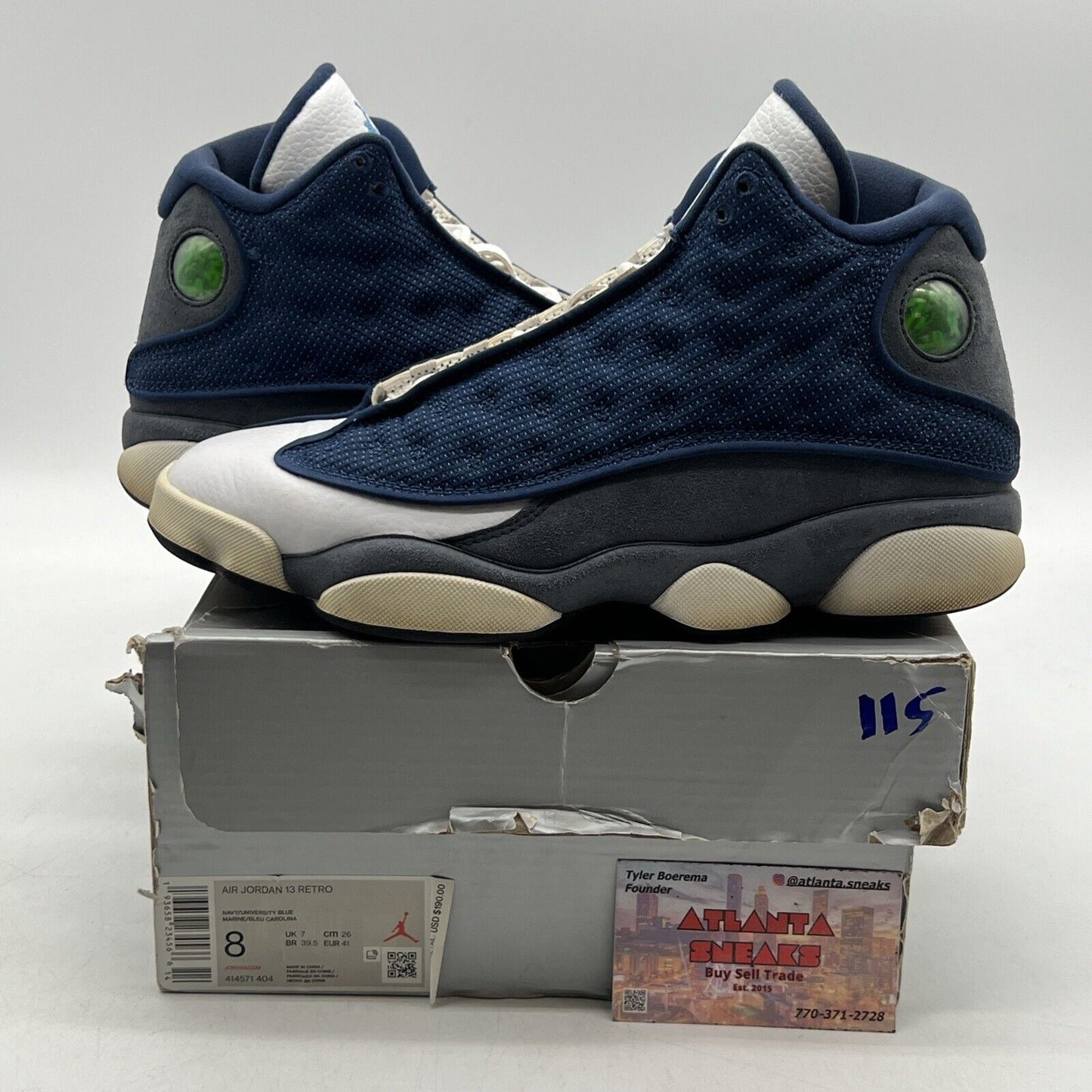 Size 8 - Jordan 13 Retro Mid Flint Blue Grey White Leather Suede (414571-404)