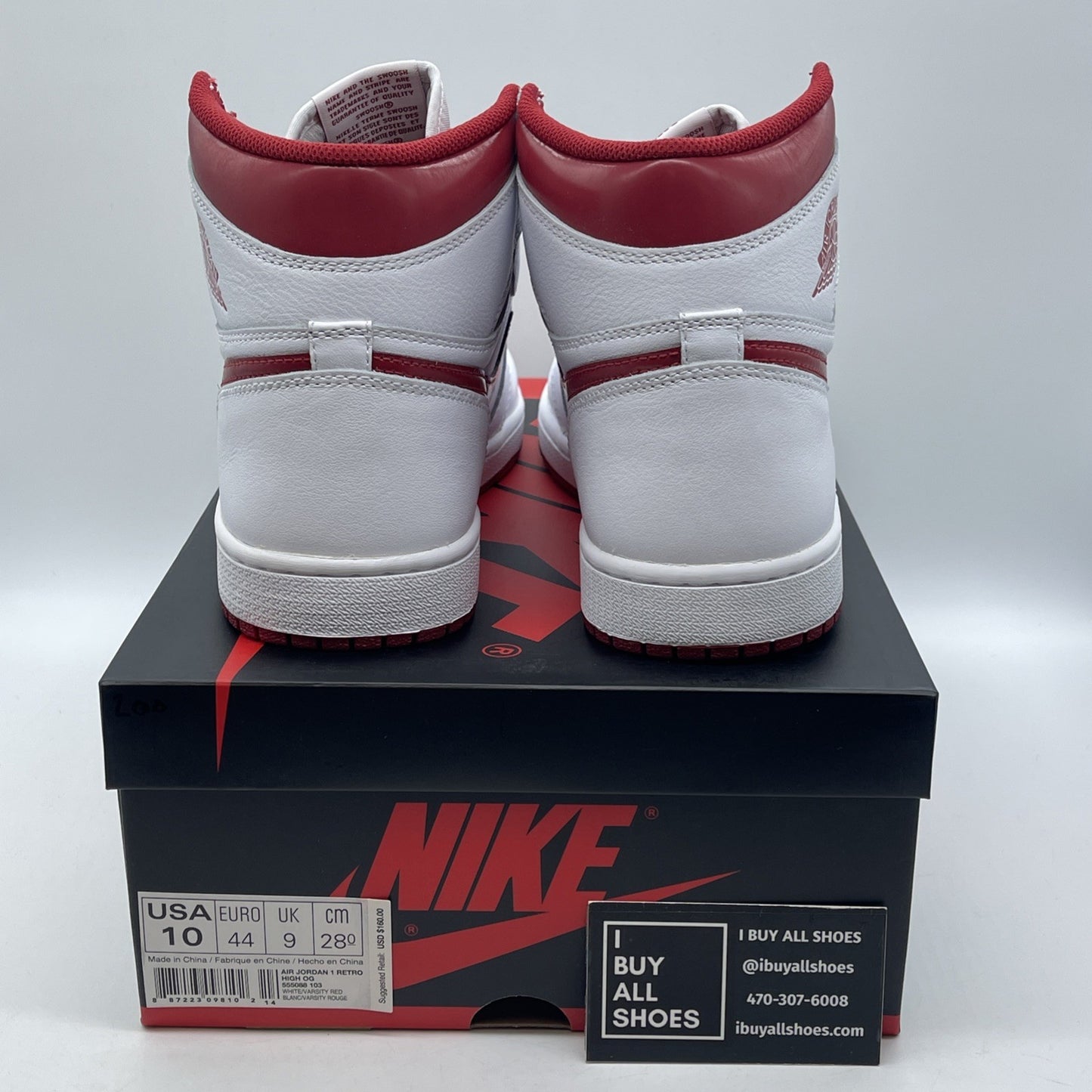 Size 10 - Air Jordan 1 Retro OG High Metallic Red White Leather (555088-103)
