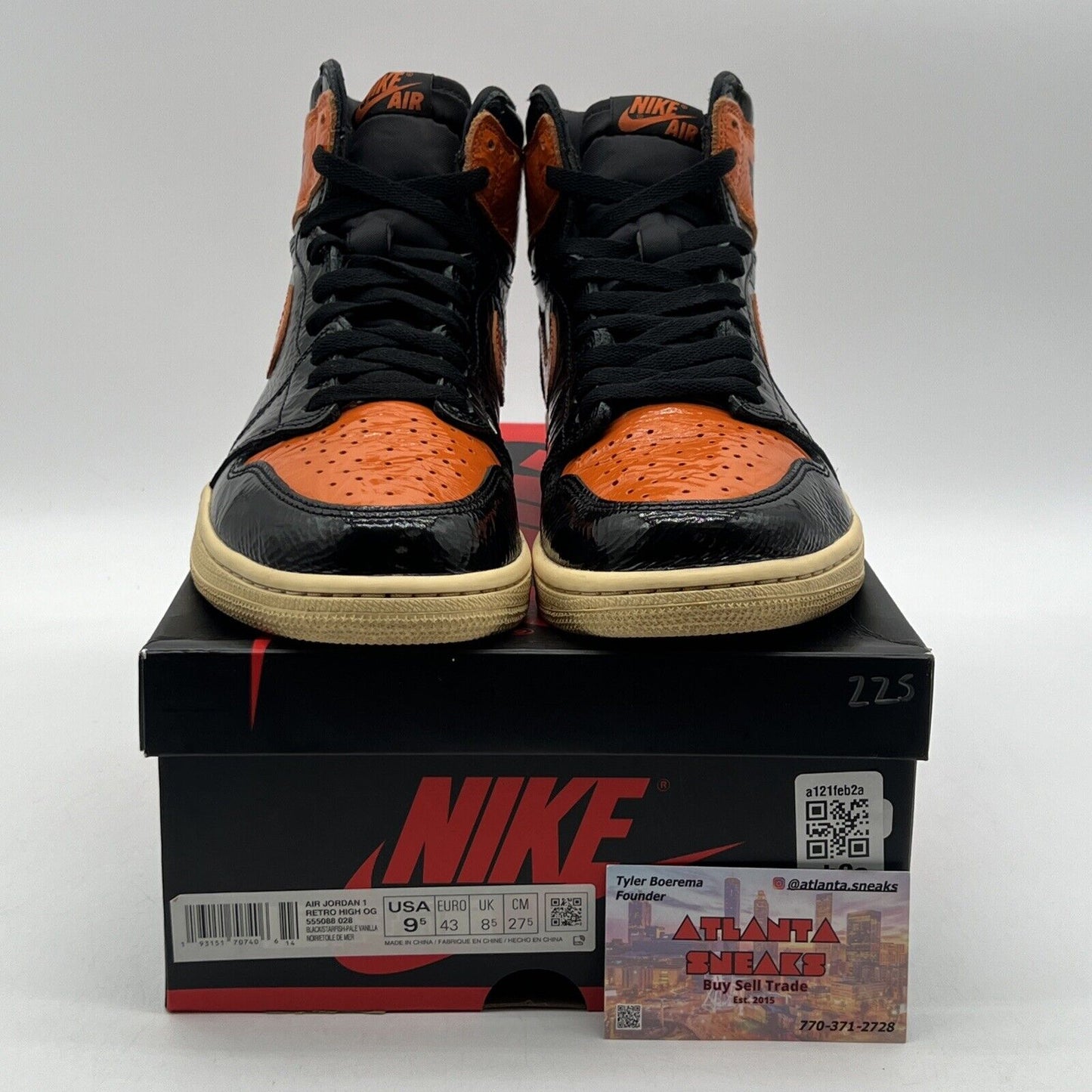 Size 9.5 - Jordan 1 Retro OG High Shattered Backboard 3.0 Black (555088-028)