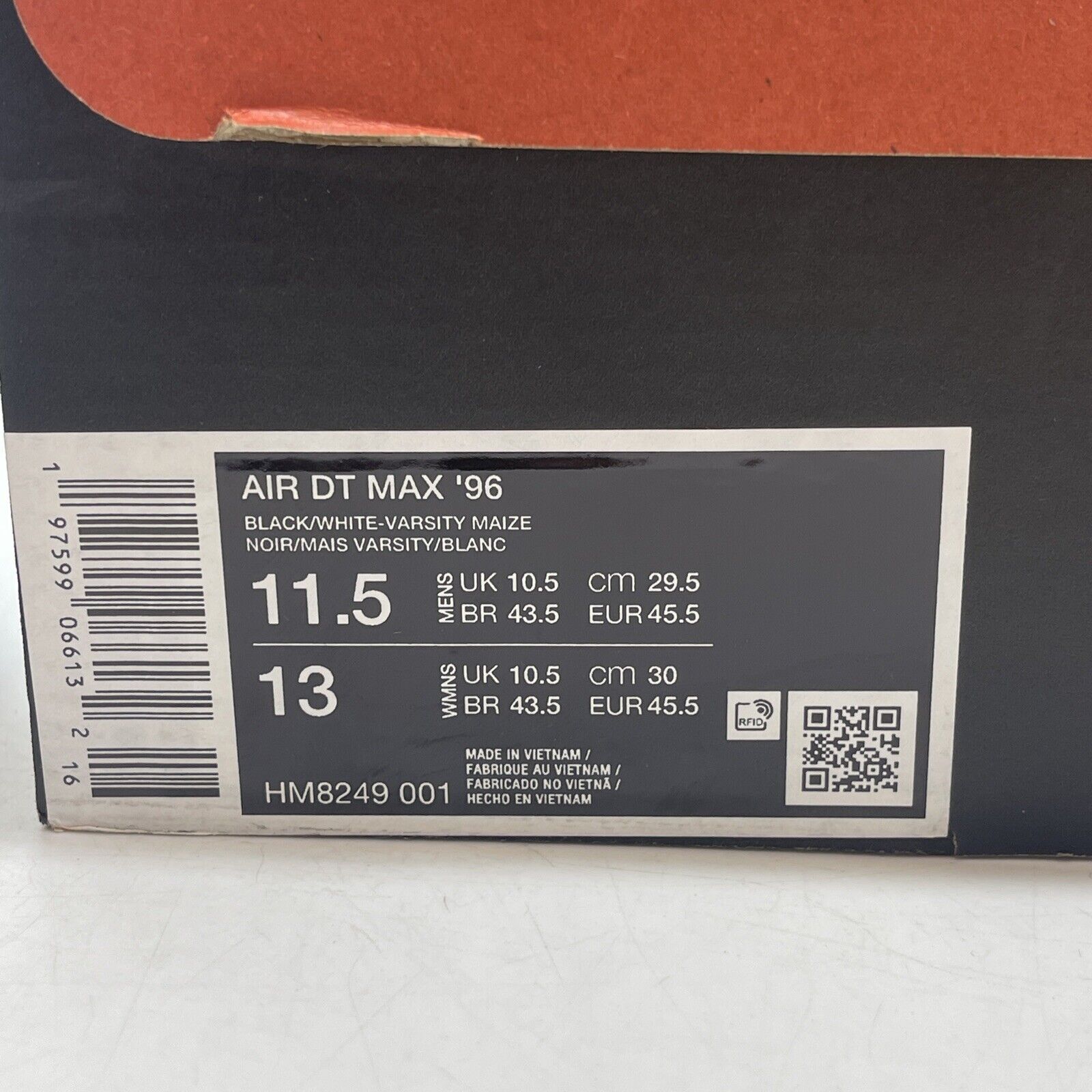Size 11.5 -  Air Dt Max ‘96 Black White 2024 Yellow Suede Leather  (HM8249-001)