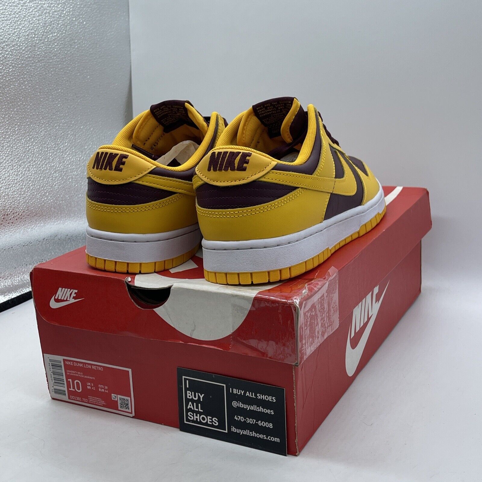 Size 10 - Nike Dunk Low Retro Arizona State Sun Devils Yellow Leather DD1391-702
