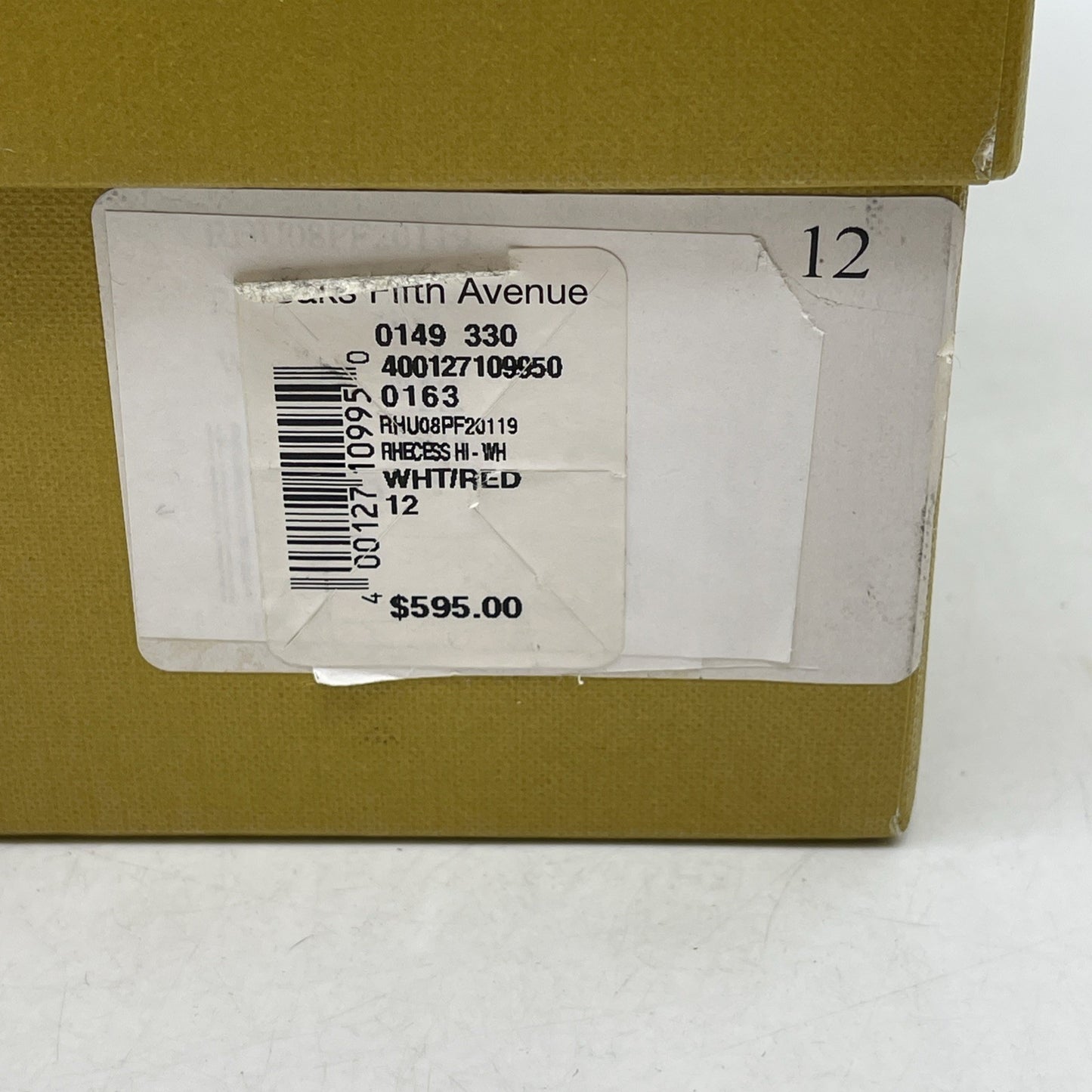 Size 12 - Rhude Rhecess Hi White Red (05AFO14501)