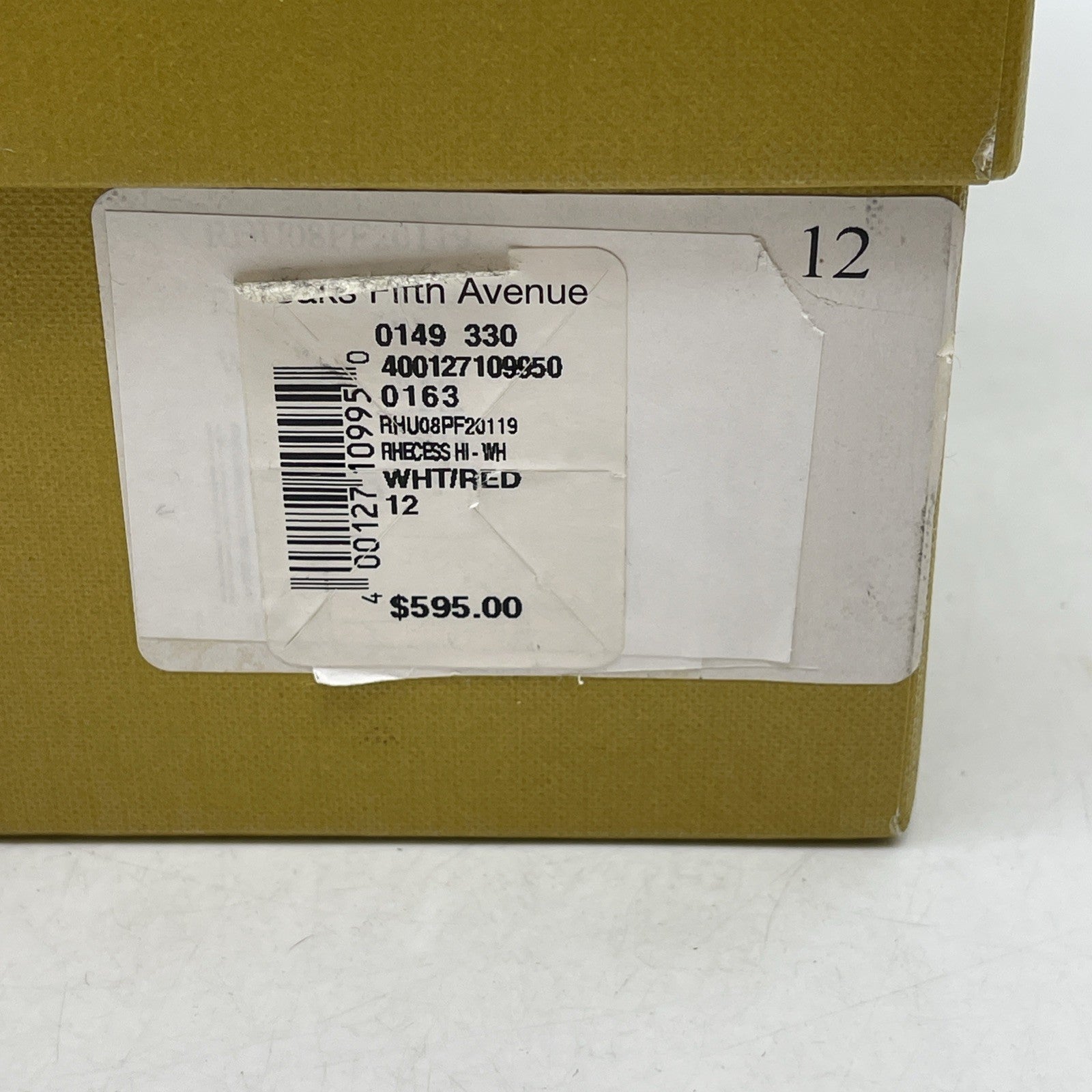 Size 12 - Rhude Rhecess Hi White Red (05AFO14501)