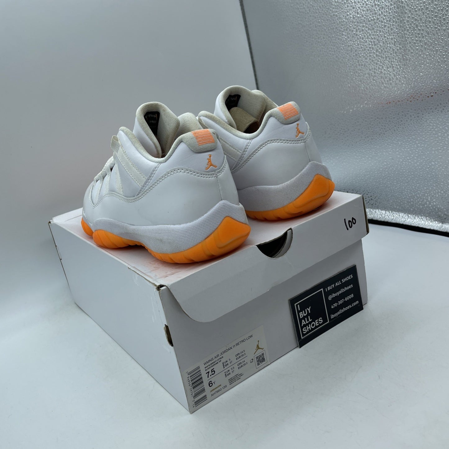 Size 7.5W - Air Jordan 11 Retro Low Bright Citrus White Leather (AH7860-139)