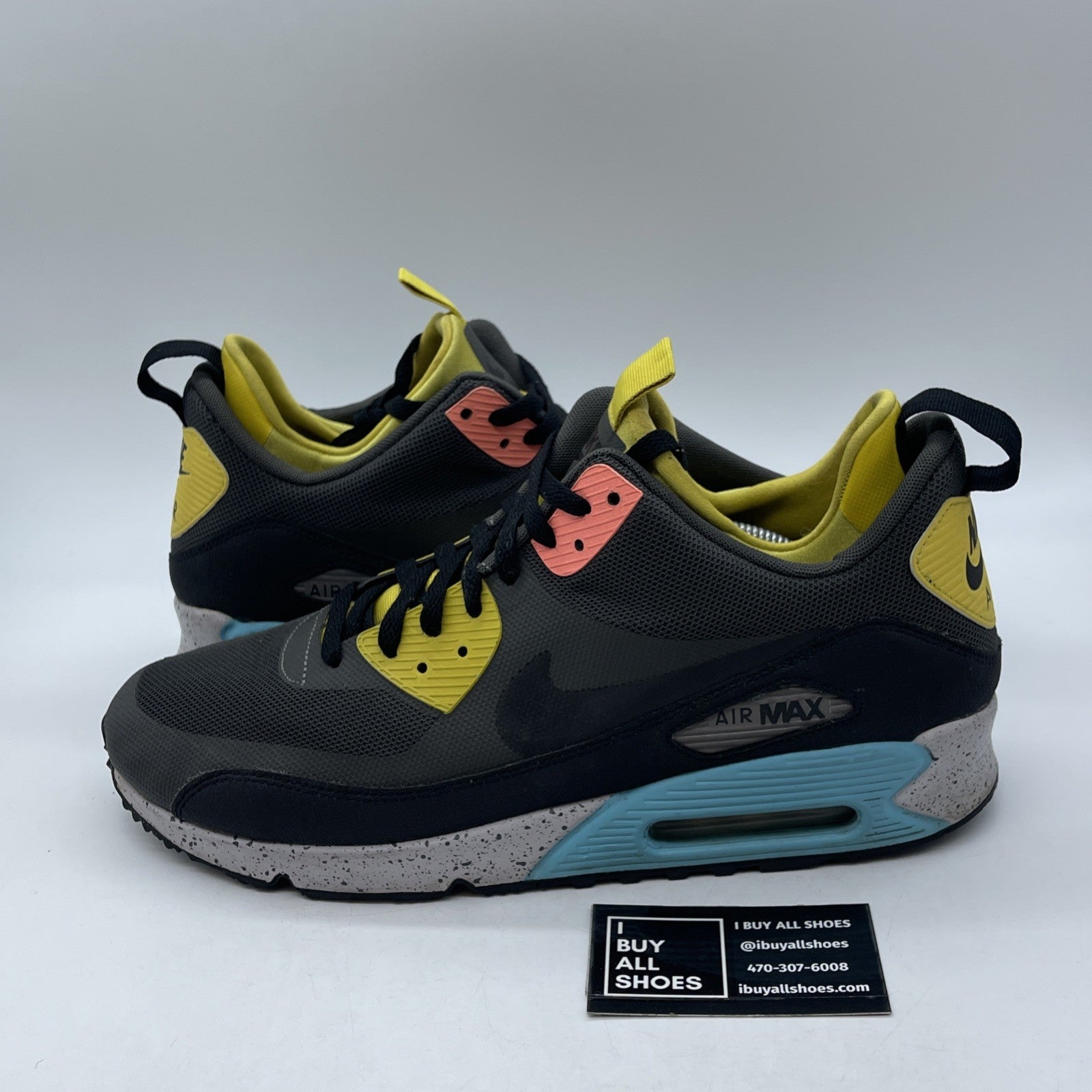 Size 13 - Nike Air Max 90 SneakerBoot NS Gray Black Suede Leather (616314-001)