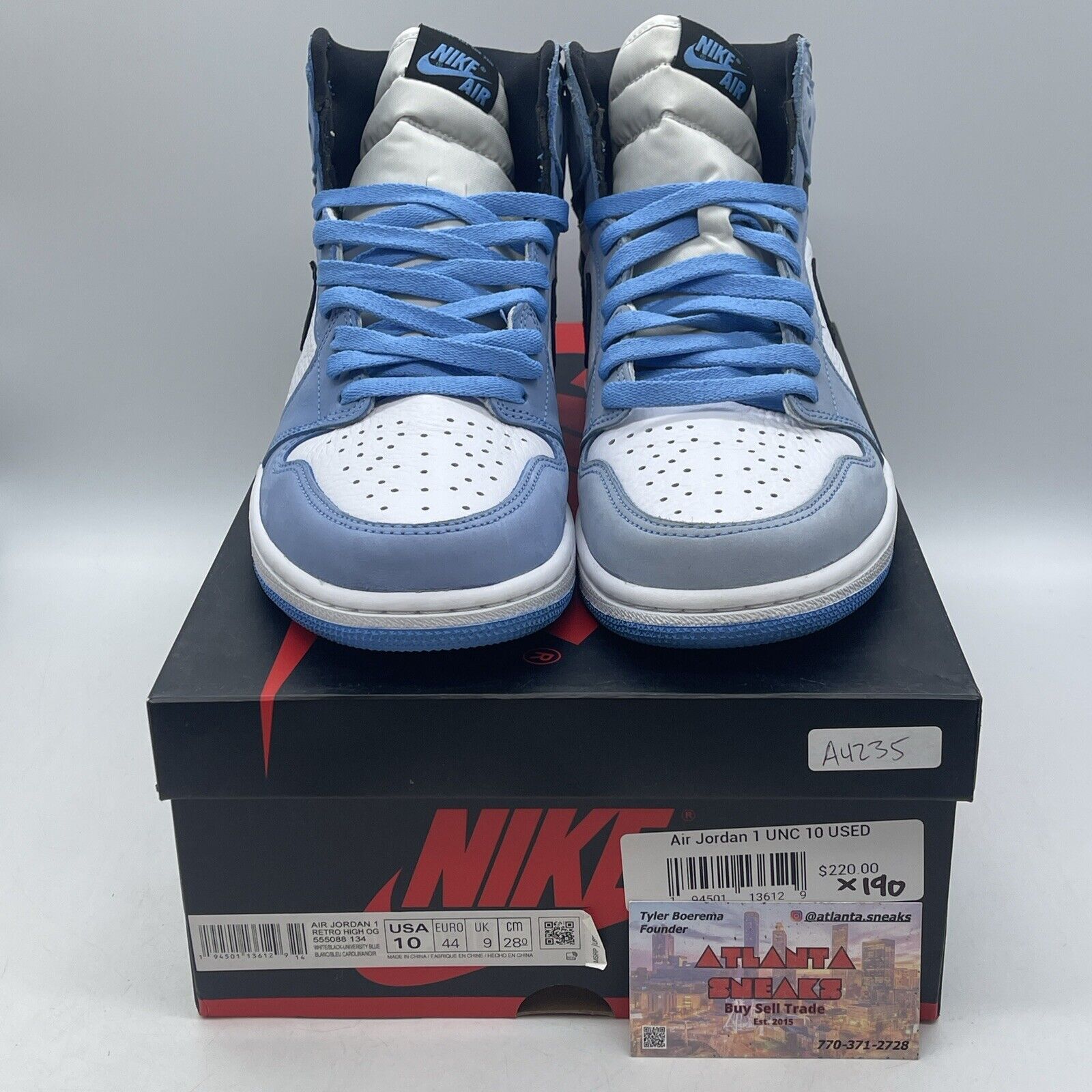 Size 10 - Jordan 1 Retro High University Blue Black White Leather (555088-134)