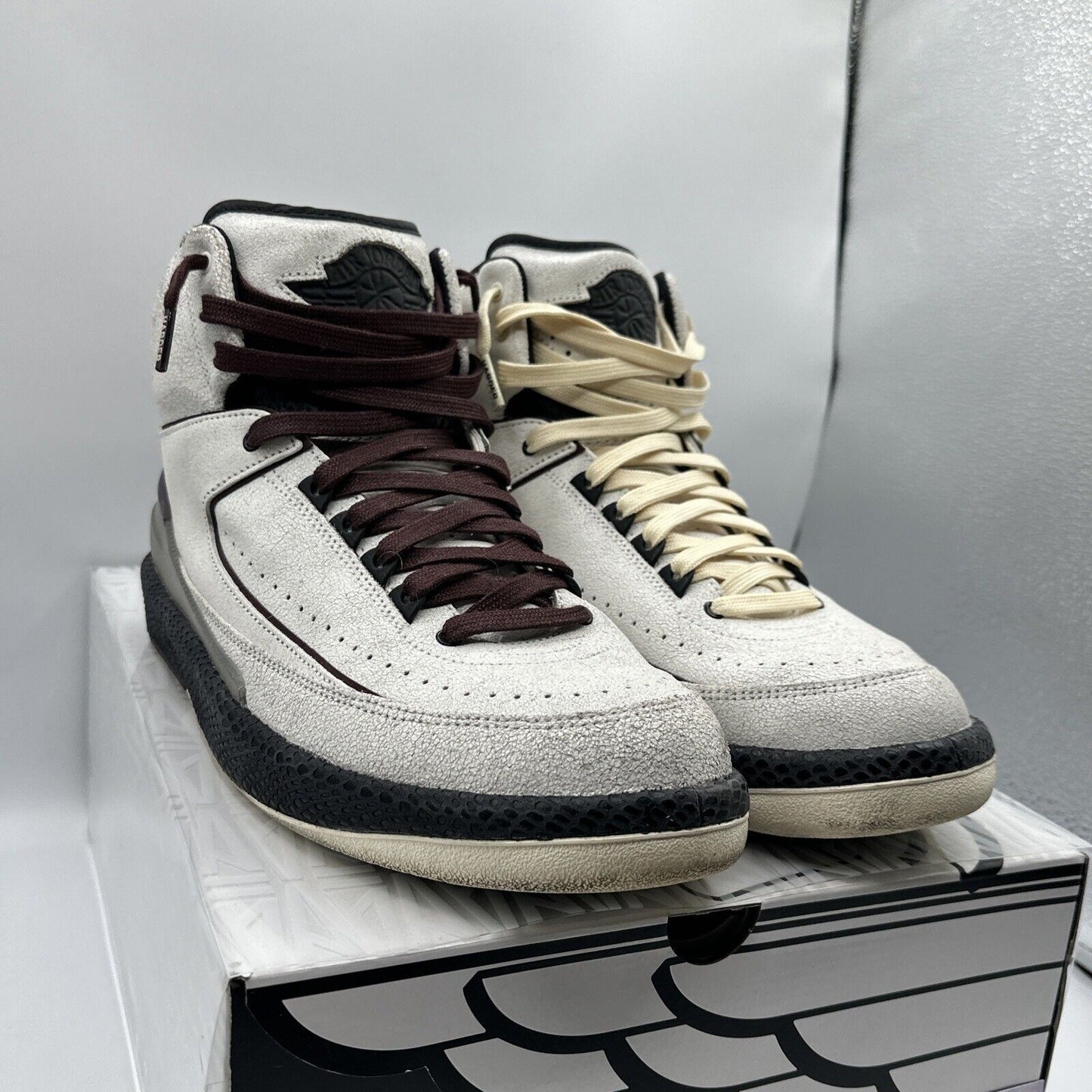 Size 12 - Jordan 2 A Ma Maniere White Cream Leather Black Brown Quilted Og