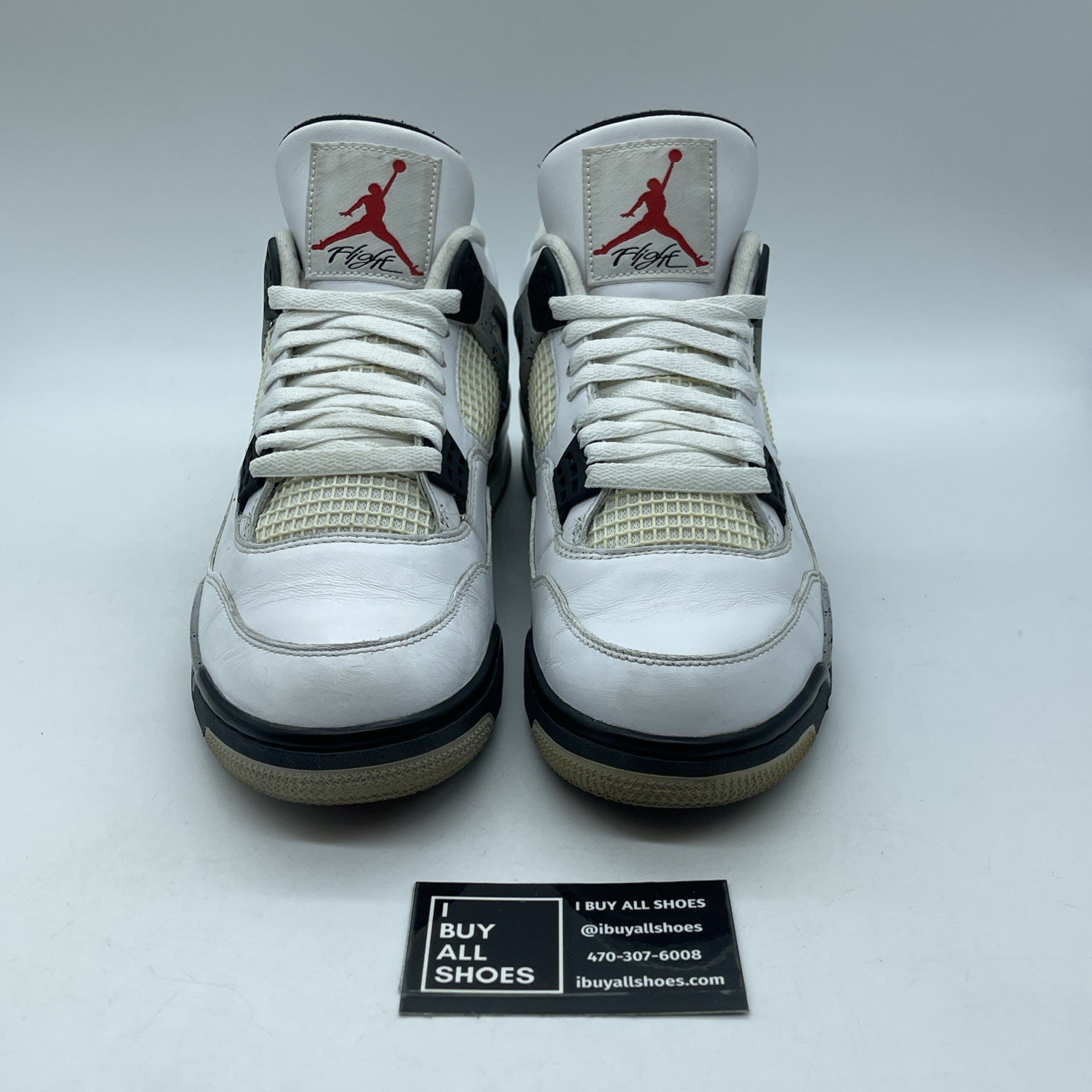 Size 10 - Jordan 4 Retro OG Mid White Cement Grey Black Leather (840606-192)