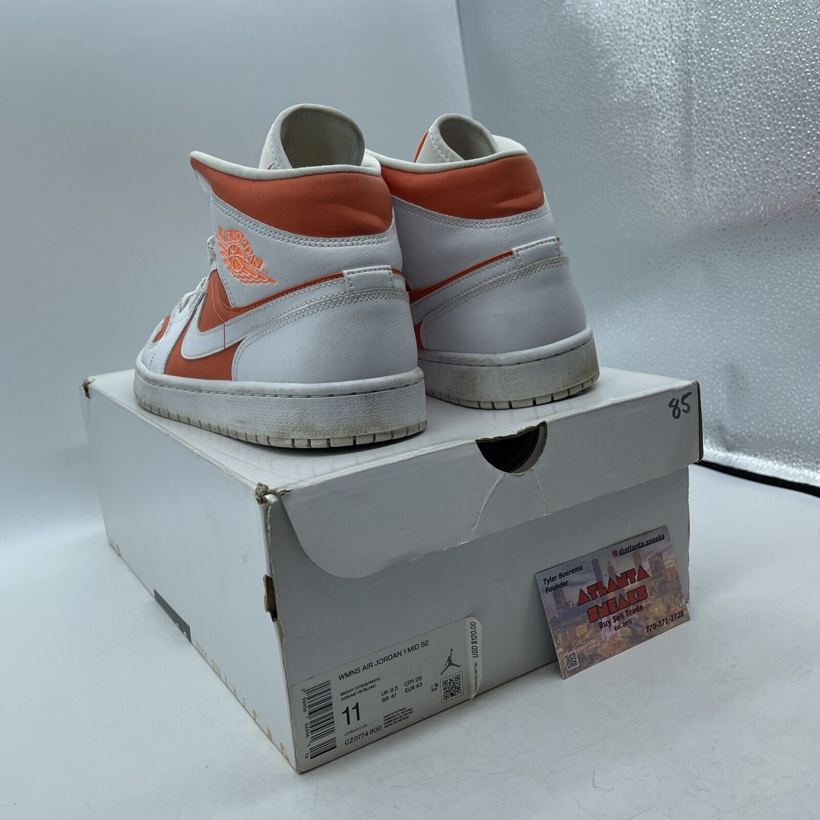 Size 10.5W- Air Jordan 1 SE Mid Bright Citrus Orange White Suede (CZ0774-800)