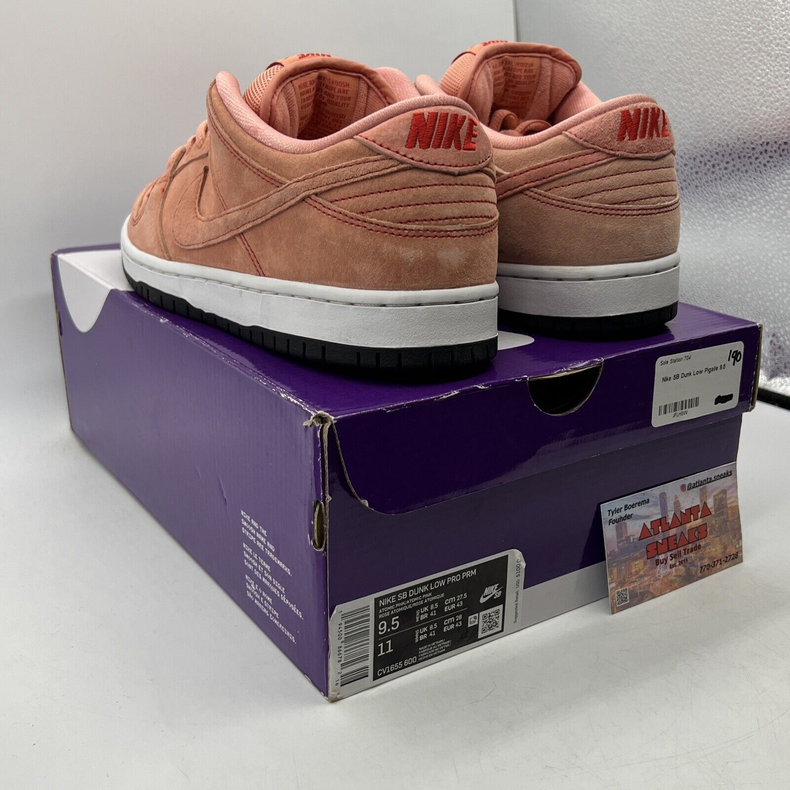 Size 9.5 - Nike Dunk SB Low Pink Pig White Suede (CV1655-600)