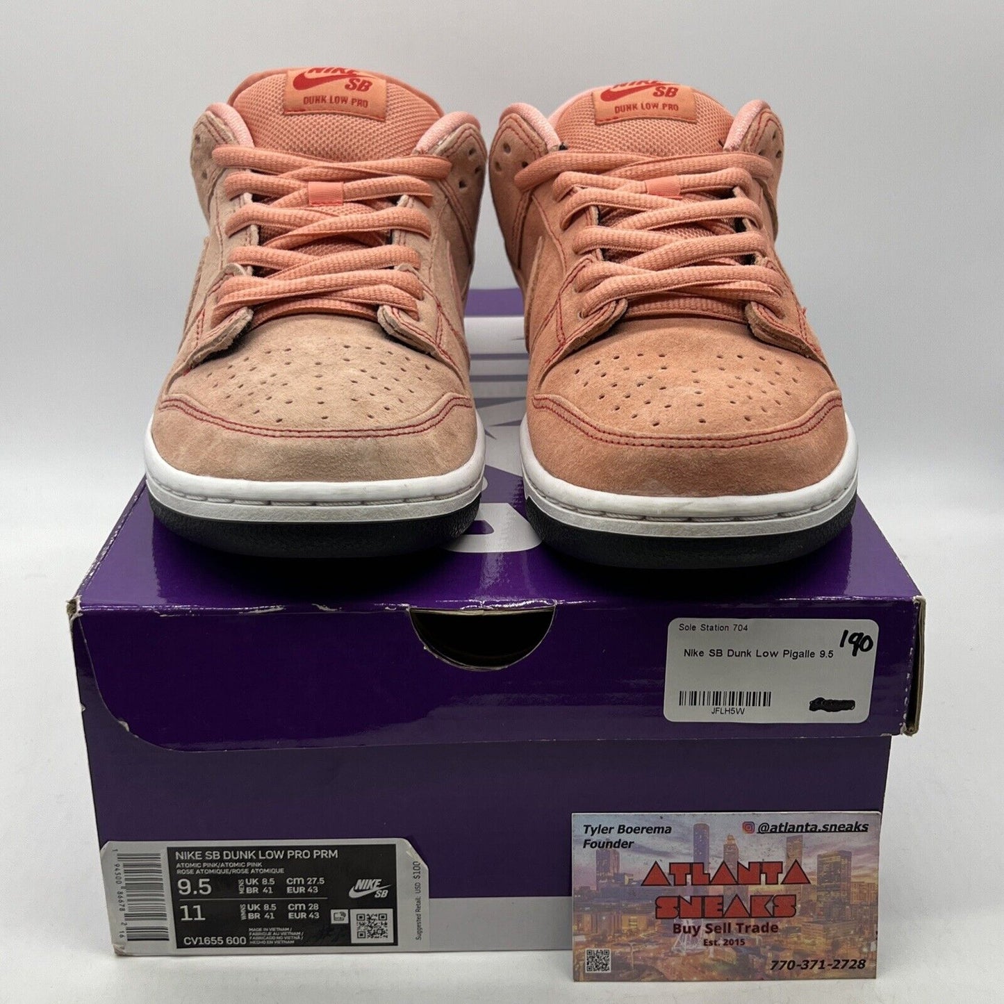 Size 9.5 - Nike Dunk SB Low Pink Pig White Suede (CV1655-600)