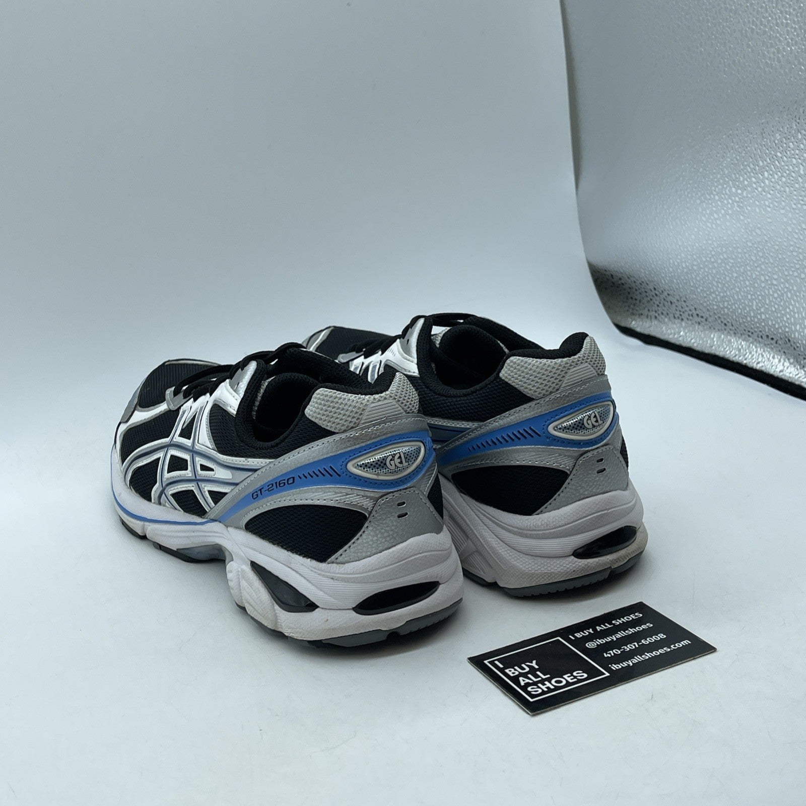 Size 9 -Asics Gt-2160 Black Pure Silver Bright Blue Suede Leather (1203A320-004)