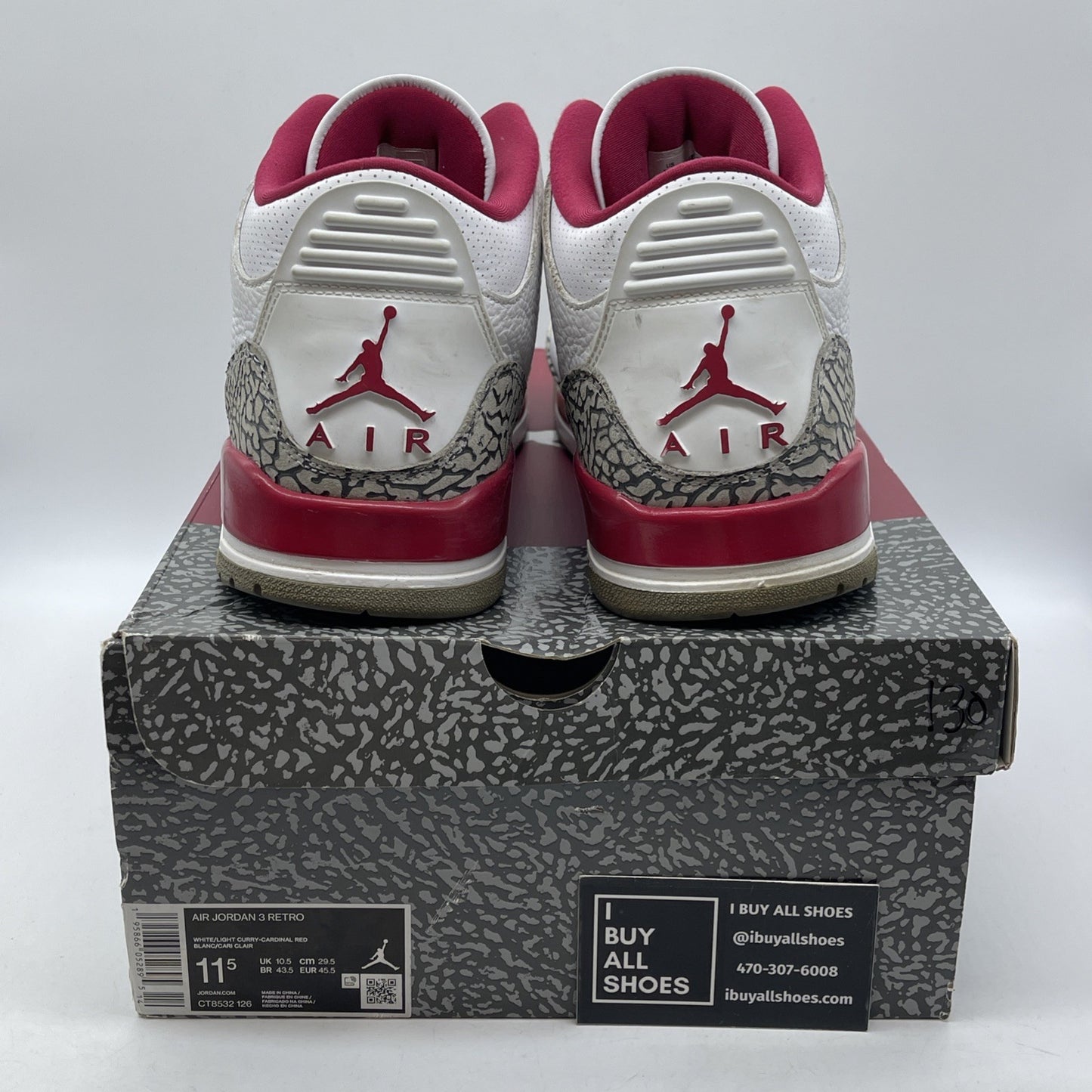 Size 11.5 - Jordan 3 Retro Mid Cardinal Red White Grey Leather (CT8532-126