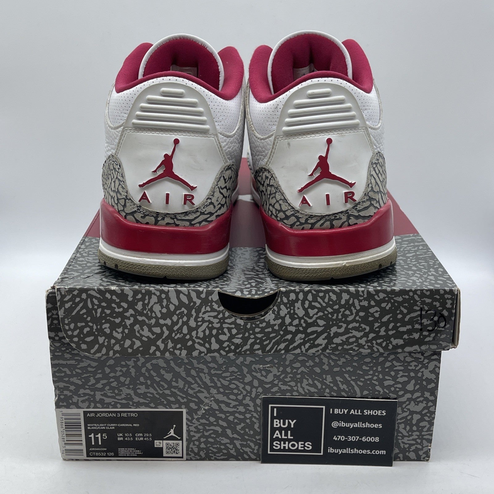 Size 11.5 - Jordan 3 Retro Mid Cardinal Red White Grey Leather (CT8532-126