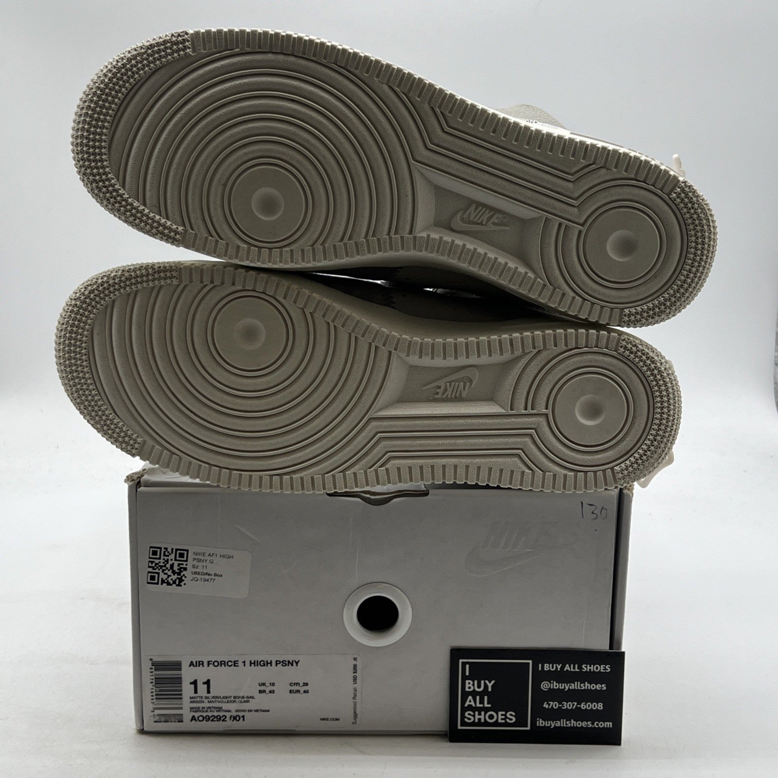 Size 11 - Nike PSNY x Air Force 1 High Matte Silver (AO9292-001)