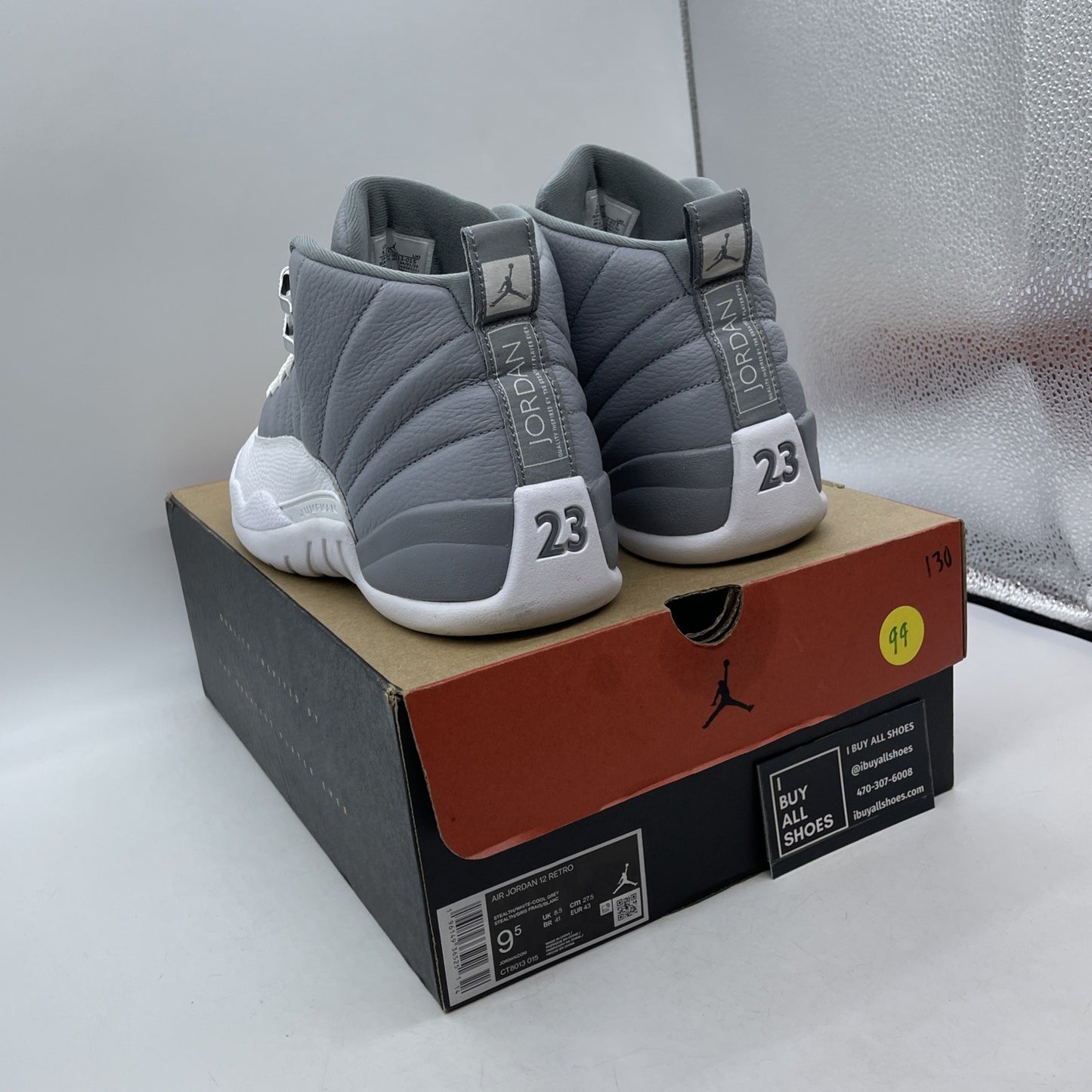 Size 9.5 - Jordan 12 Stealth 2022 Grey White Leather (CT8013-015)