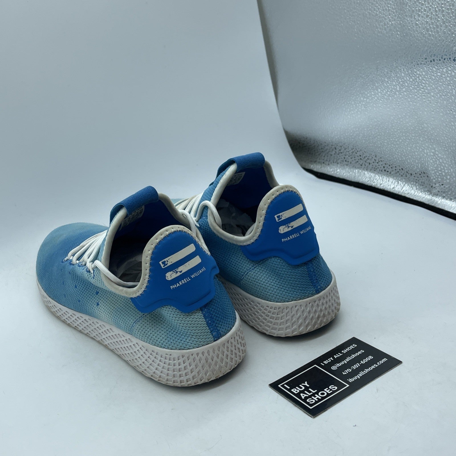 Size 11.5 - adidas Pharrell x Tennis Hu Holi Bright Blue Suede (DA9618)