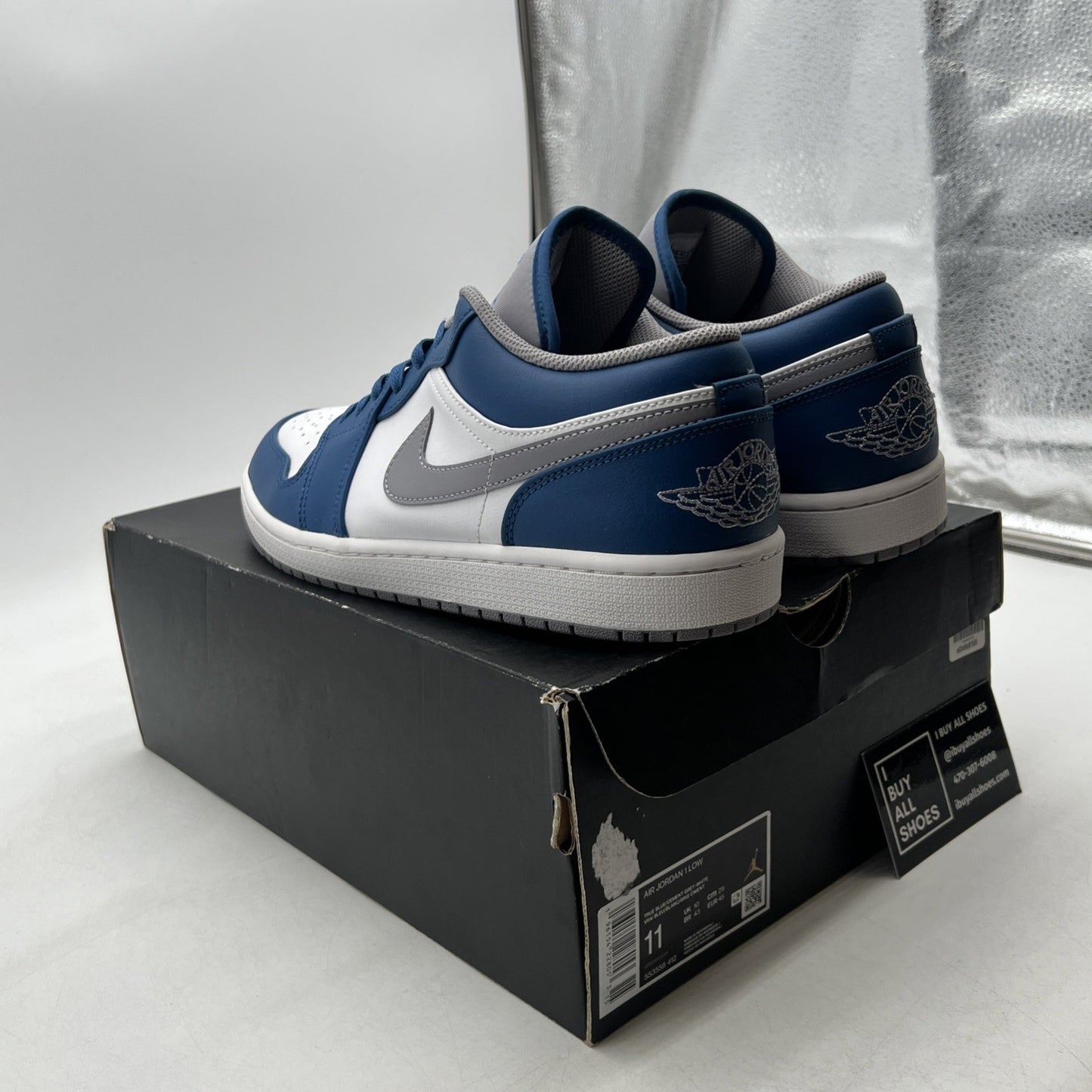 Size 11 - Air Jordan 1 Low True Blue Cement (553558-412)