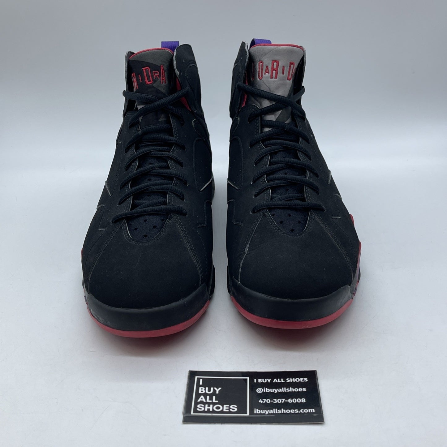 Size 13 - Air Jordan 7 Retro 2012 Raptor Black Purple Red Suede (304775-018)