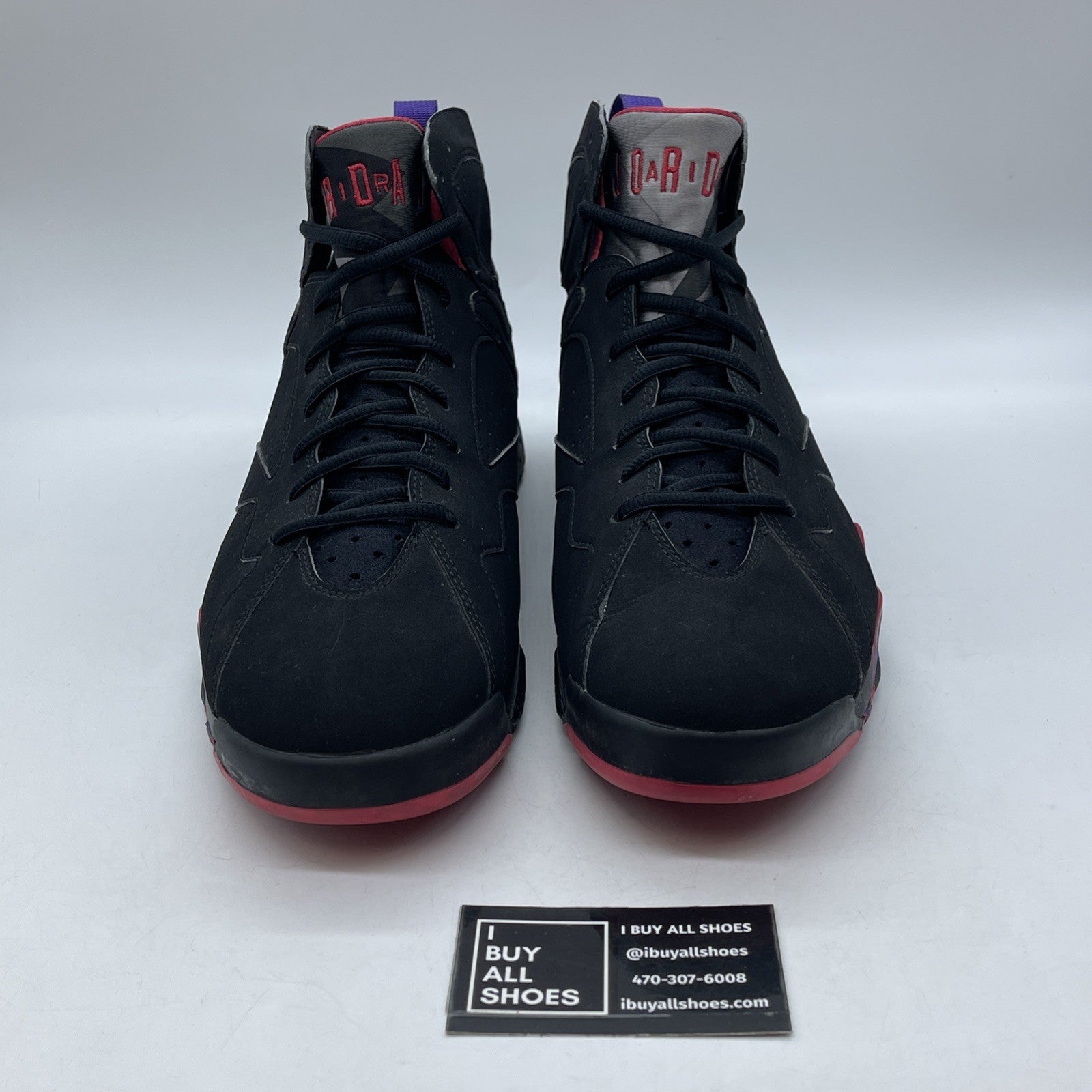Size 13 - Air Jordan 7 Retro 2012 Raptor Black Purple Red Suede (304775-018)