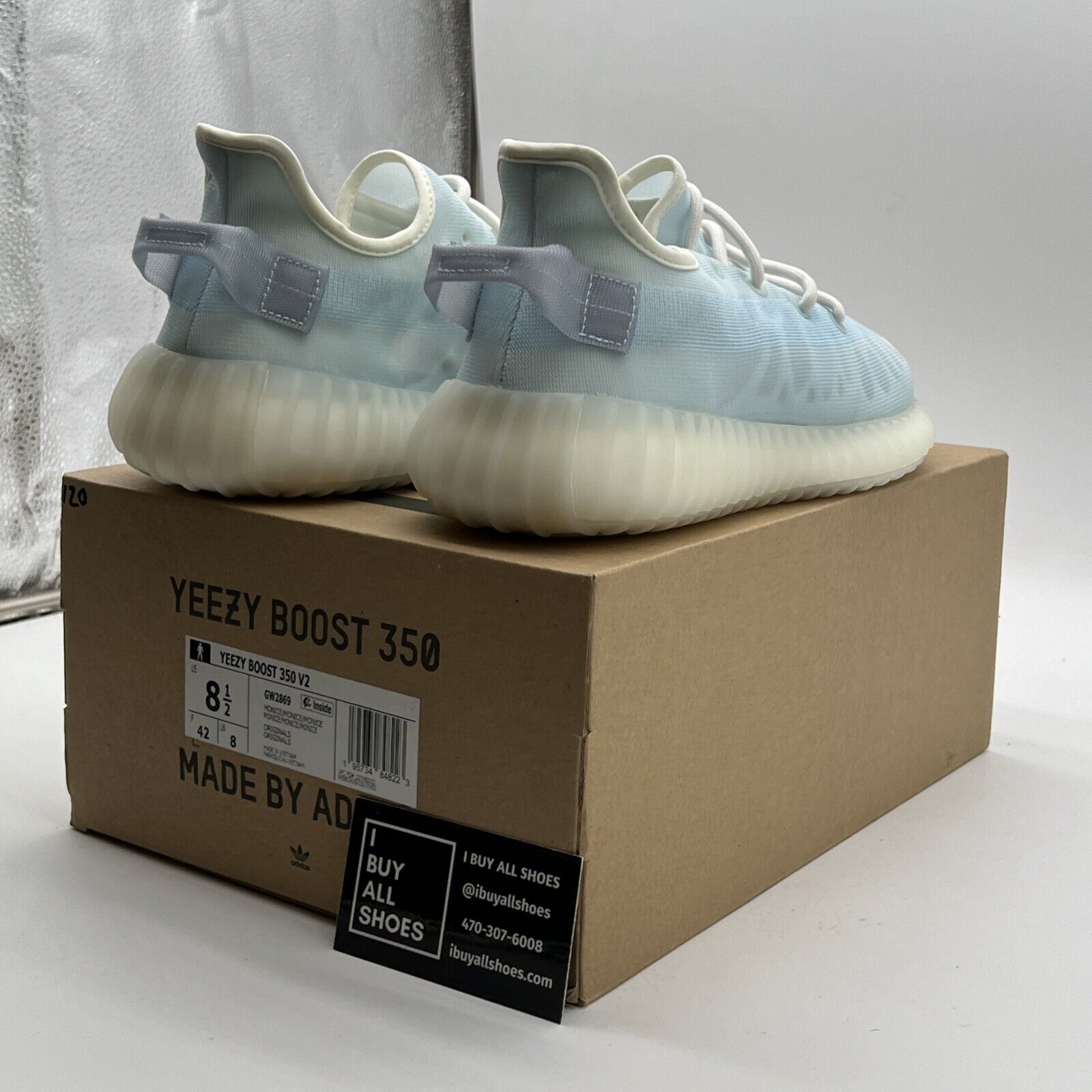 Size 8.5 - Adidas Yeezy Boost 350 V2 Mono Ice (2 Rights) (GW2869)