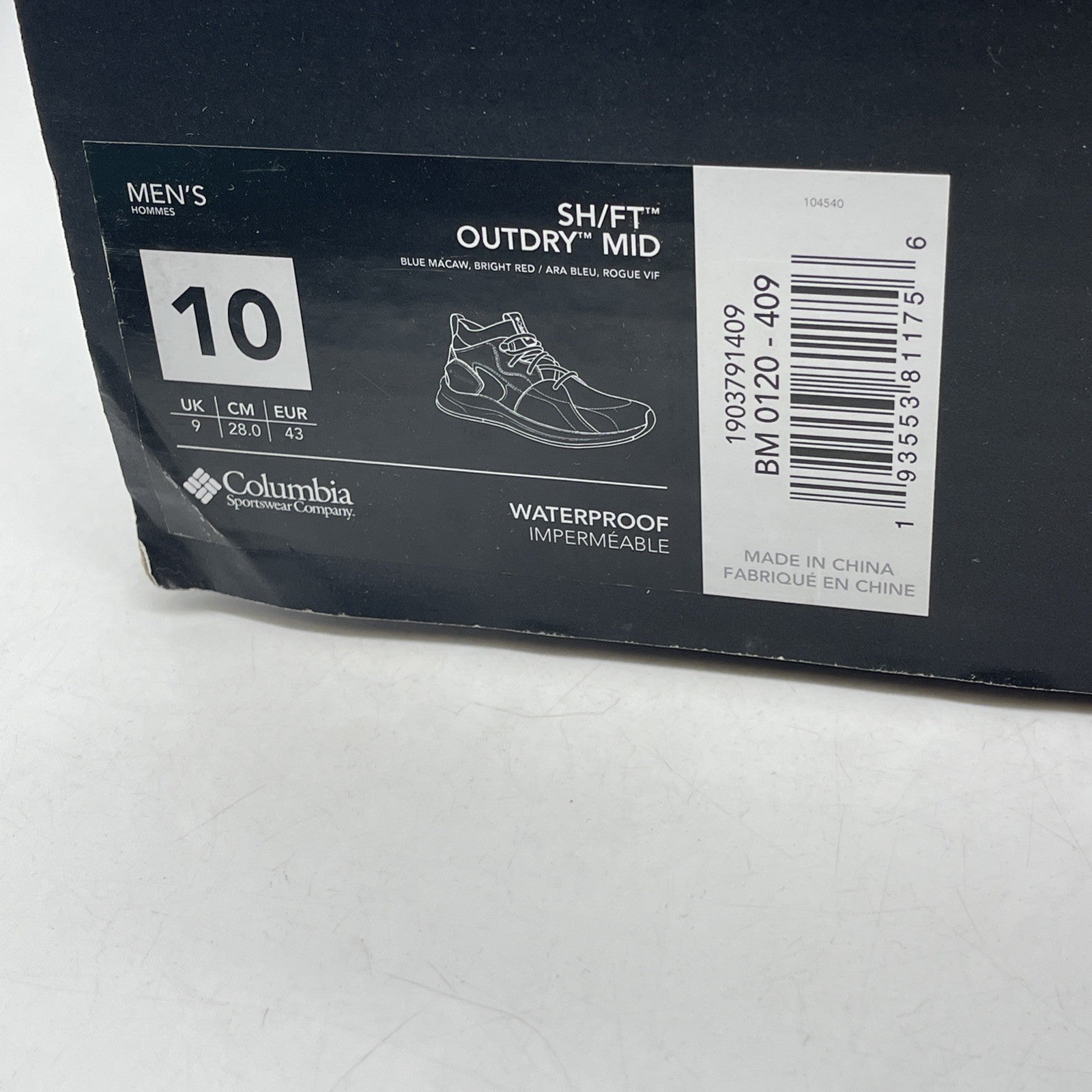 Size 10 - Columbia Mens Atmos X SH FT Outdry Mid Blue Black (1903791-409)