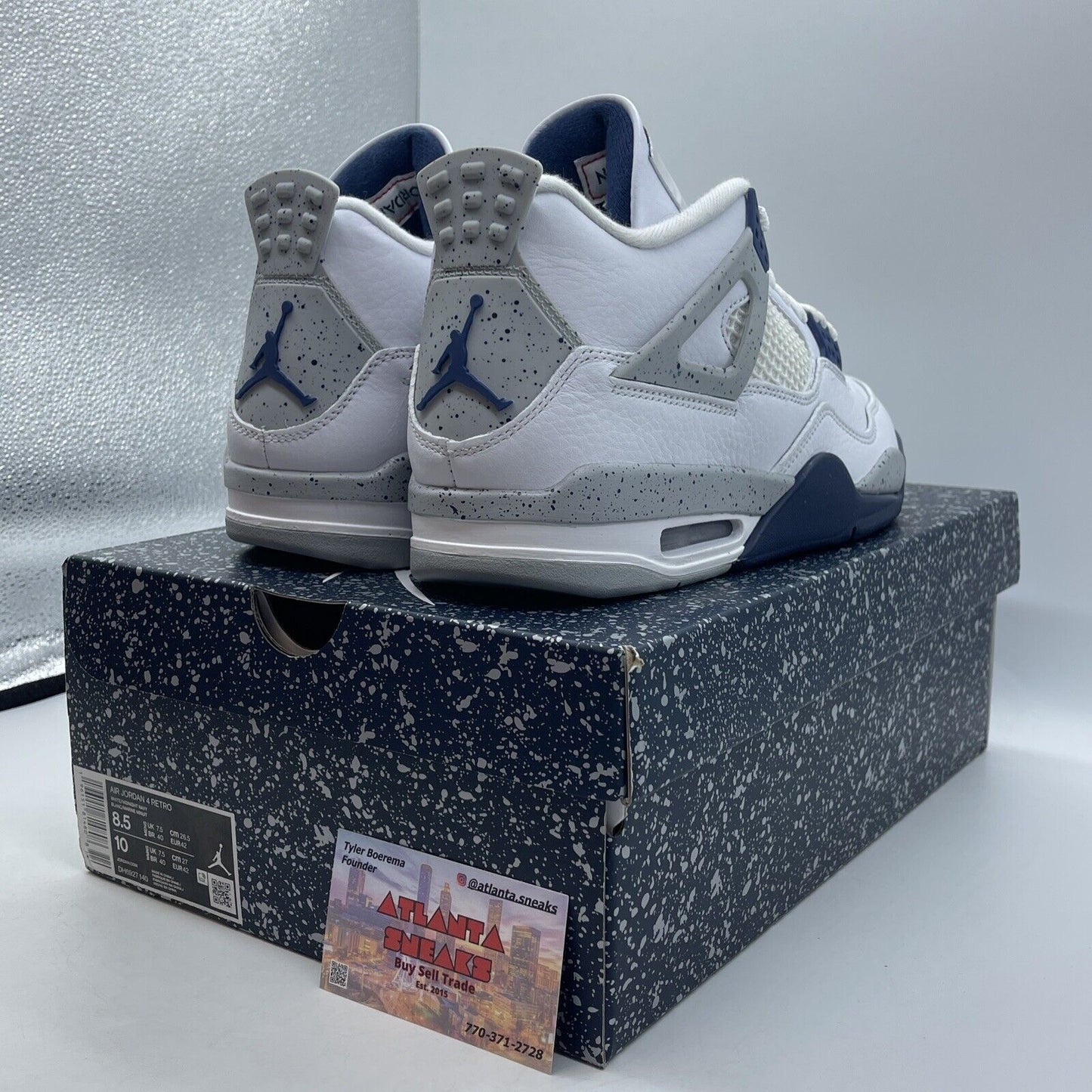 Size 8.5 - Jordan 4 Retro Mid Midnight Navy White Grey Leather (DH6927-140)