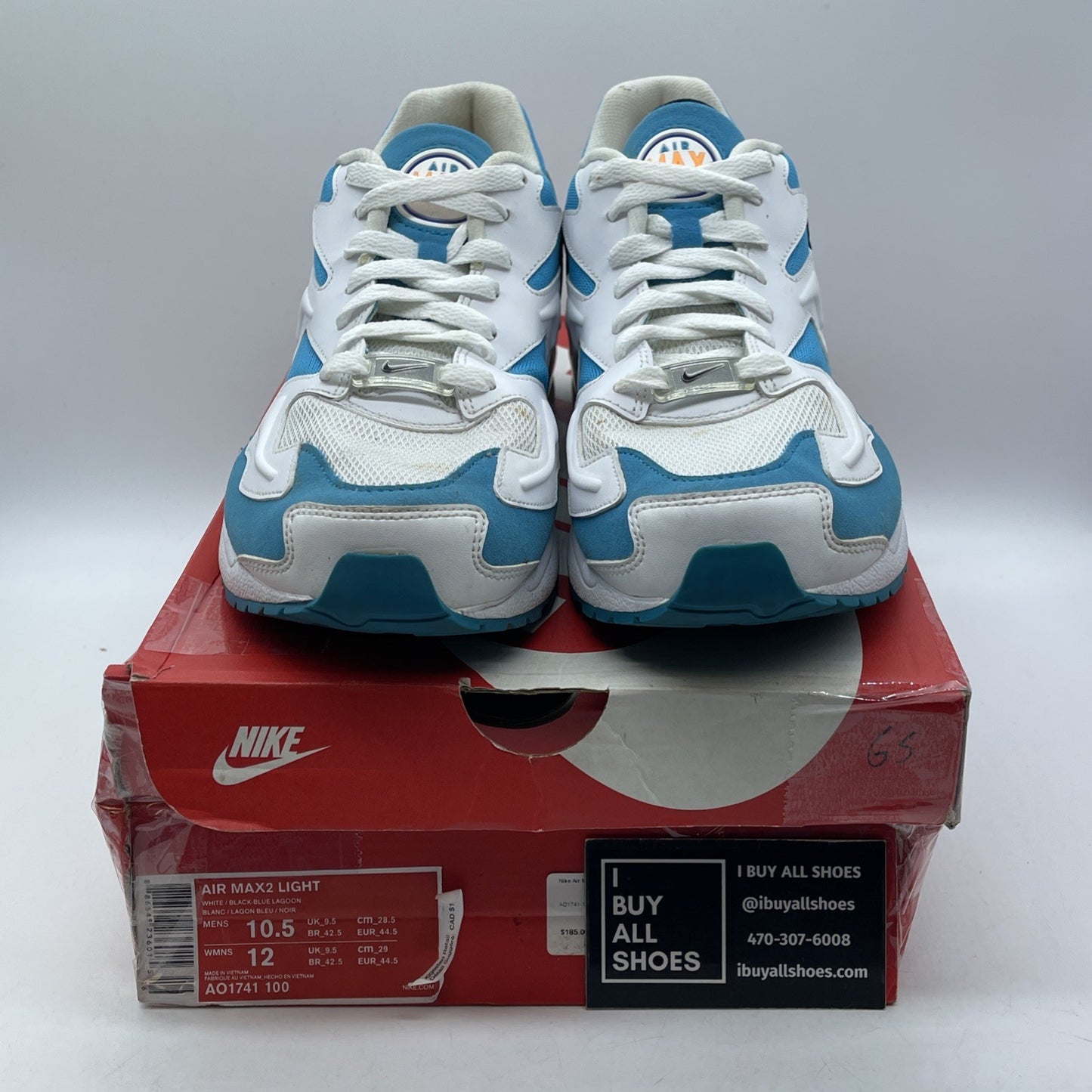 Size 10.5 - Nike Air Max 2 Light OG Blue Lagoon White Suede Leather (AO1741-100)