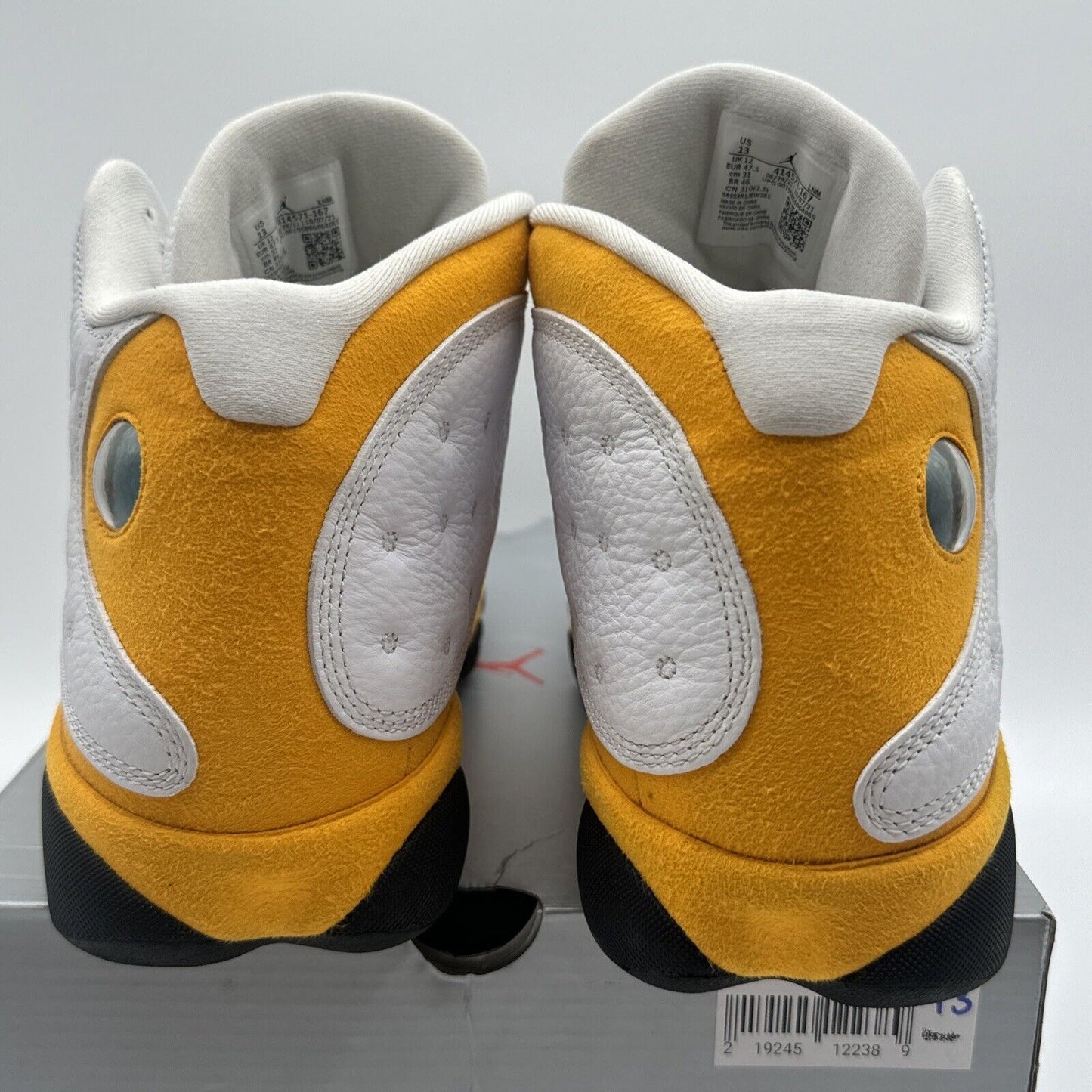 Size 13 - Jordan 13 Del Sol 2022 White Yellow Black With Box Red Logo Jumpman