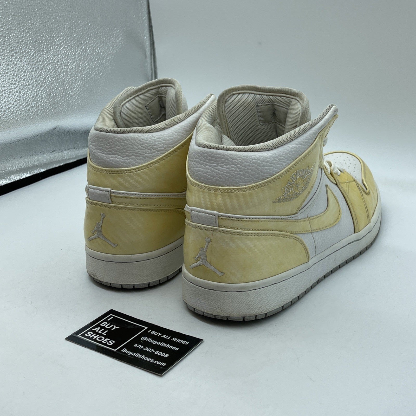 Size 12 - Air Jordan 1 Phat White Wolf Grey Yellow Leather (364770-102)