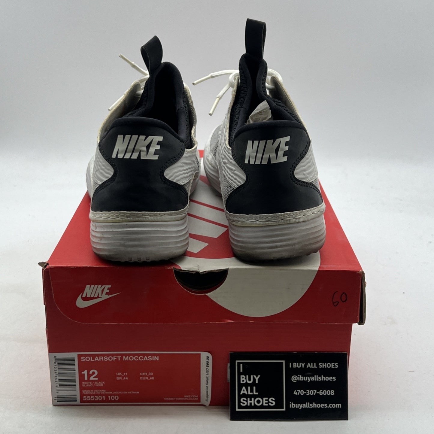 Size 12 - Nike Solarsoft Moccasin White (555301-100)